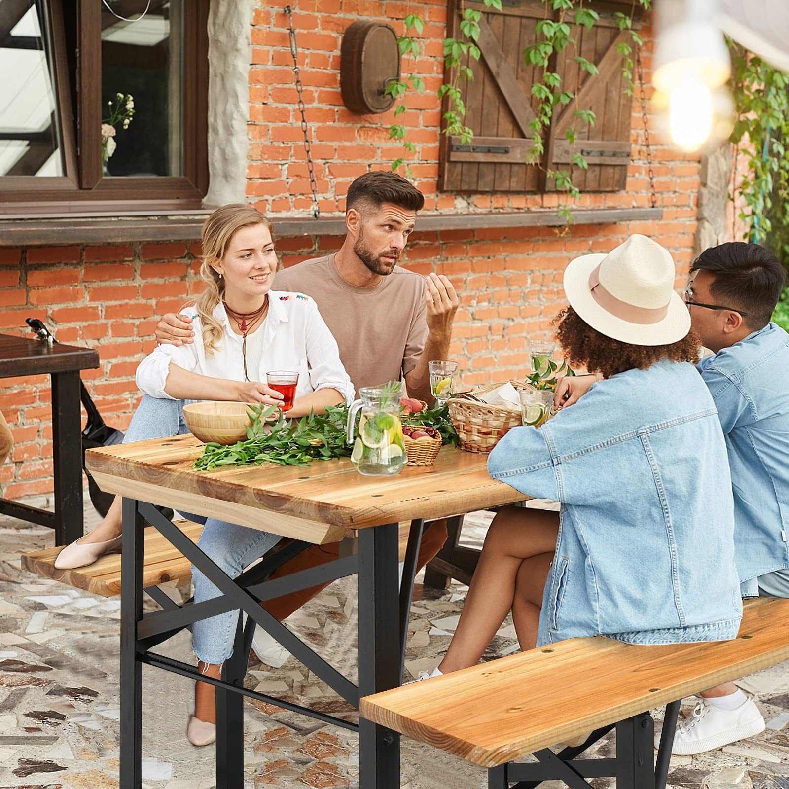 COSTWAY Bierzeltgarnitur, (3-tlg), klappbar+wetterfest, Bank bis günstig online kaufen