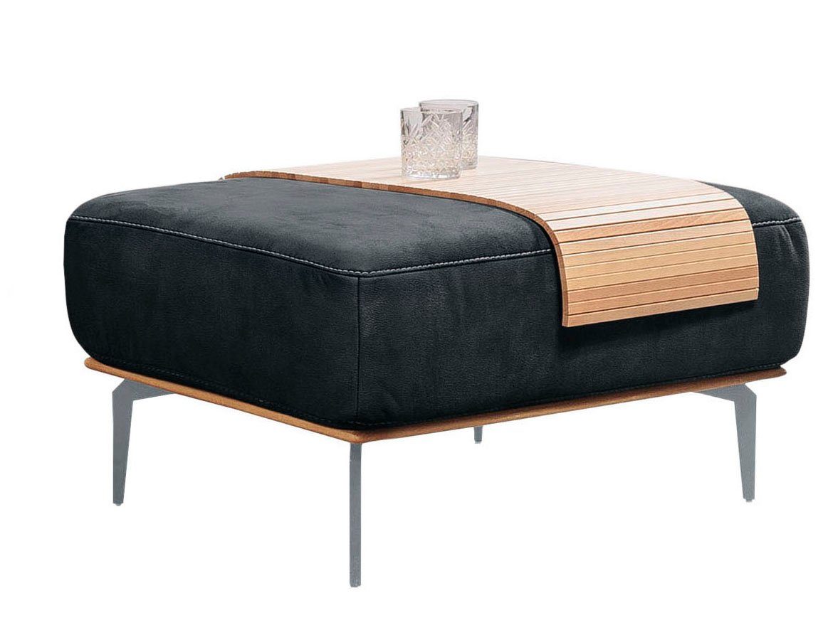 W.SCHILLIG Polsterhocker run, mit elegantem Holzsockel, Füße in Silber matt, Breite 75 cm