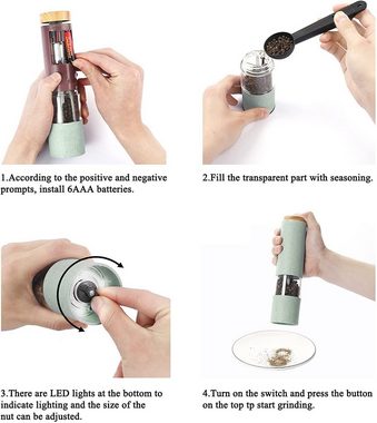 iceagle Salz-/Pfeffermühle Elektrische Salz und Pfeffermühle, Pfeffermühle und Salzmühle (Grün) Elektrisch