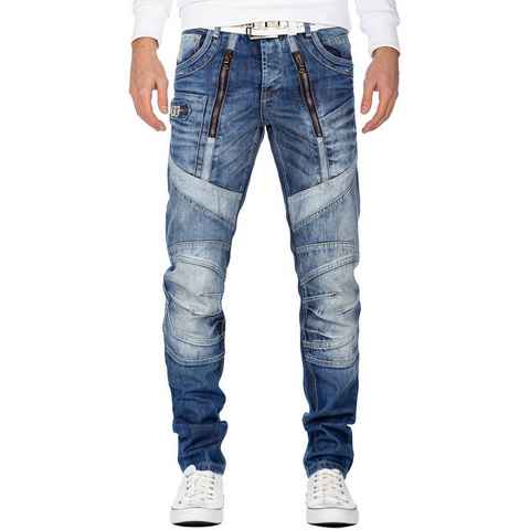 Cipo & Baxx 5-Pocket-Jeans Biker Hose BA-CD576 mit senkrecht verlaufenden Zippern