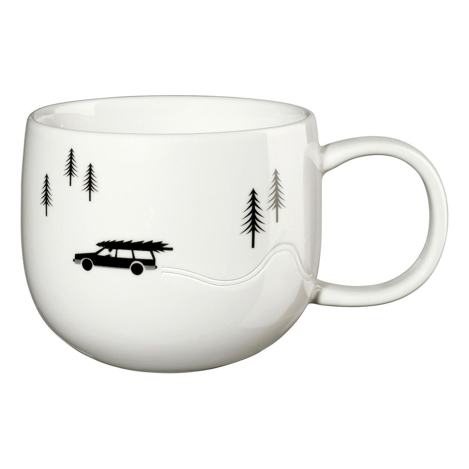ASA SELECTION Tasse JOY, Henkelbecher, Weiß, Schwarz, 400 ml, 1-tlg., Keramik