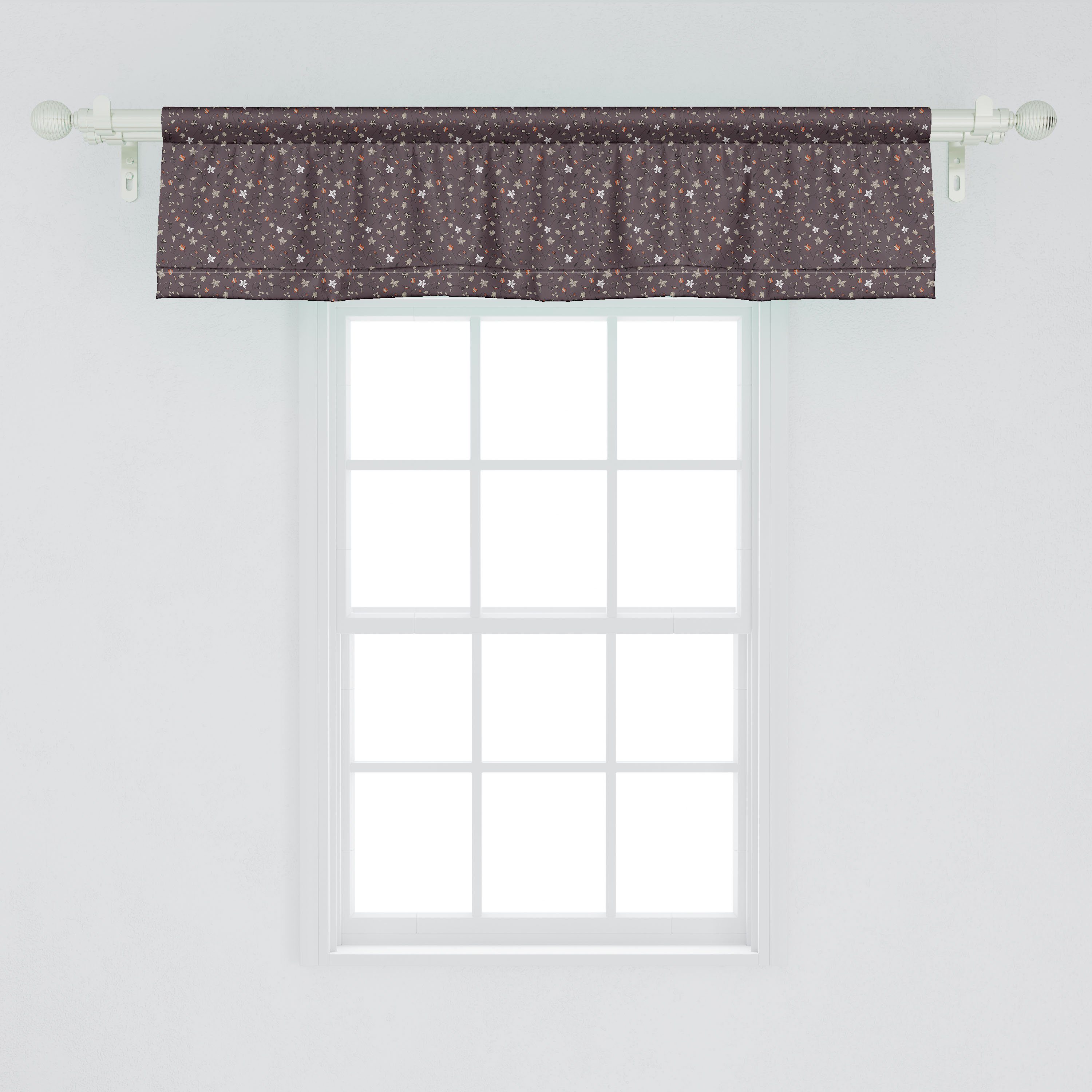 Scheibengardine Vorhang Volant für Küche mit Stangentasche, Abakuhaus, Schlafzimmer Microfaser, Herbst-Spread-Blumen-Kunst Blumen Dekor