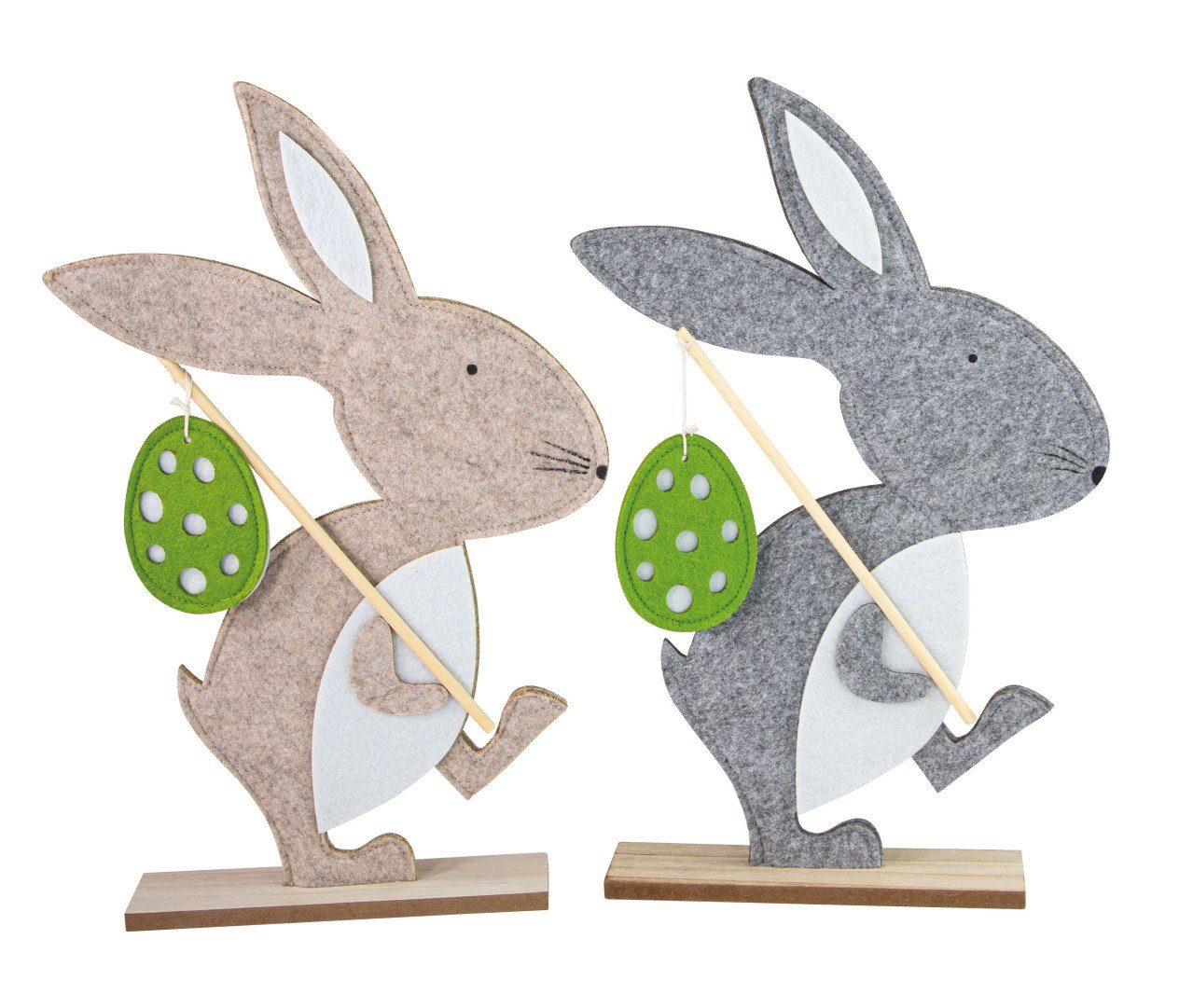 Osterfigur Riffelmacher Hase Wandersmann mit Ei 27 x 5 x 39