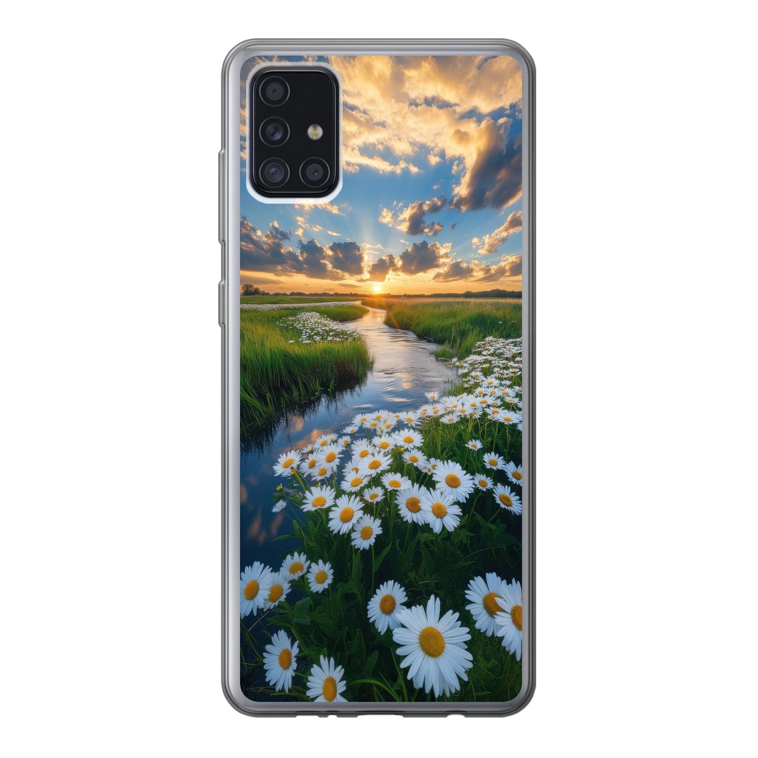MuchoWow Handyhülle für Samsung Galaxy A52 5G Strom - Landschaft - Gänseblümchen, Smartphone-Bumper, Print, Handy Schutzhülle Dünn