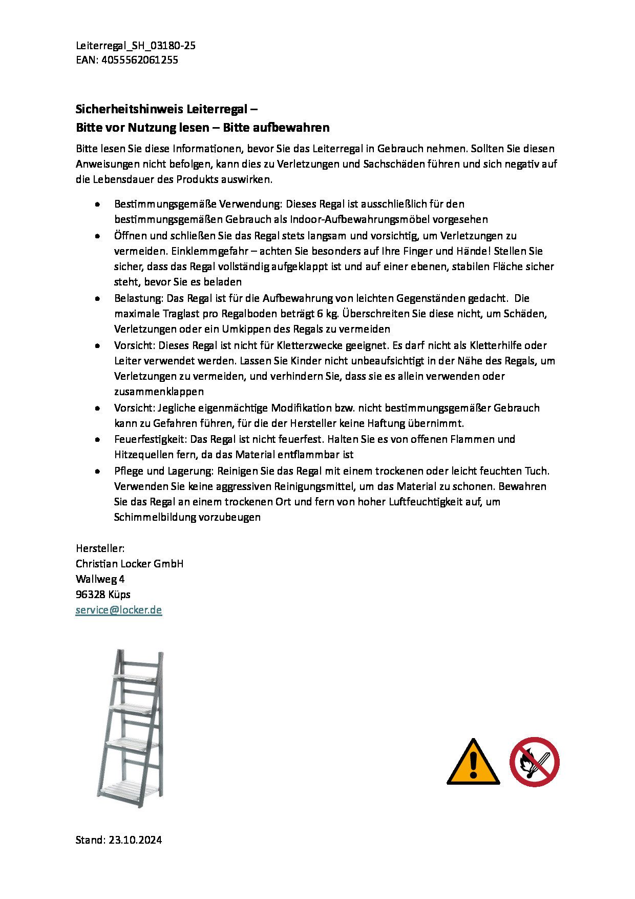 Kobolo Regal Leiterregal im Used Look - WHITE GREY - 4 Böden - Weiß-Grau