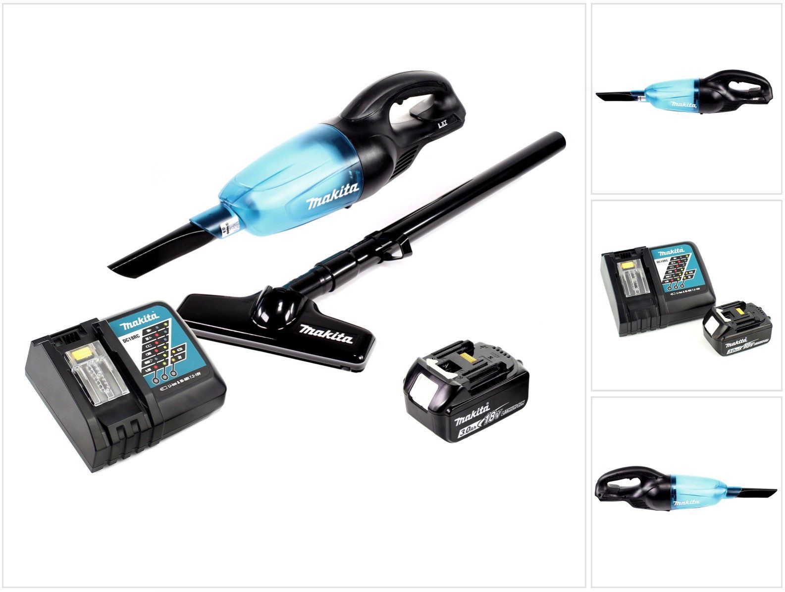 Makita Akku-Handstaubsauger DCL 180 RF1 B Akku Staubsauger 18 V Schwarz + 1x Akku 3,0 Ah