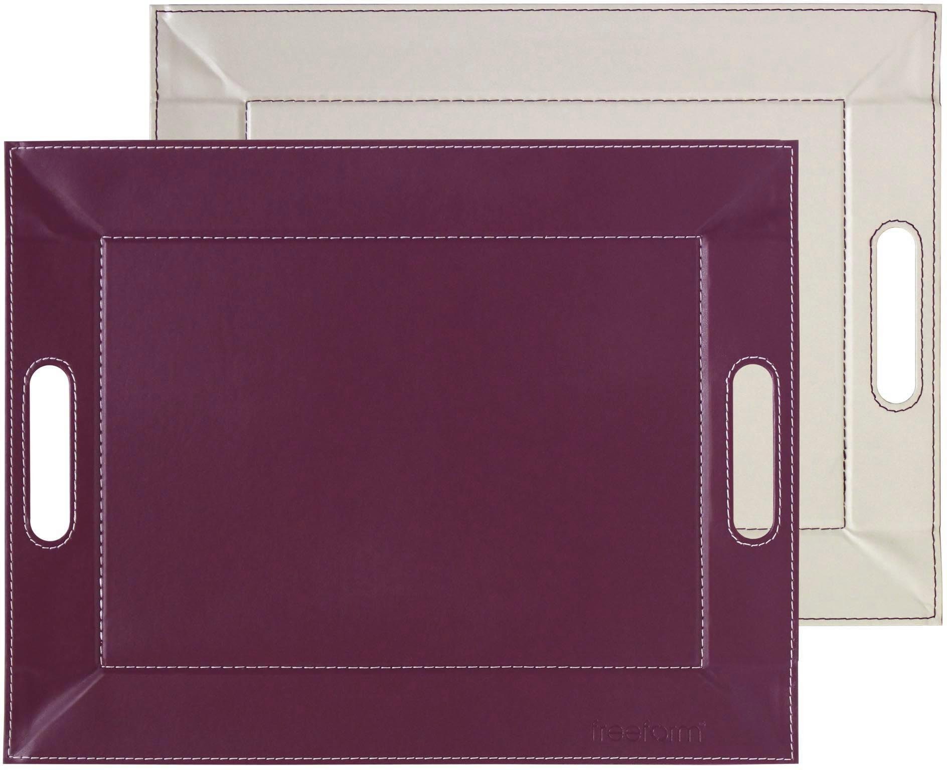 freeform Tablett DUO, 2-farbiges Wendetablett, Tablett und Tisch-Set in einem, wendbar, Kunstleder, (1-tlg), mit Doppelfunktion, pflegeleicht und kann platzsparend verstaut werden