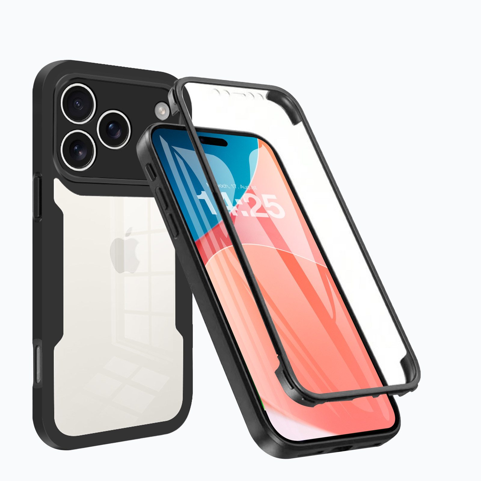 Tec-Expert Handyhülle 360 Grad Hülle für Apple iPhone 17 Pro, Rundum Schutz Cover Case Hülle robust