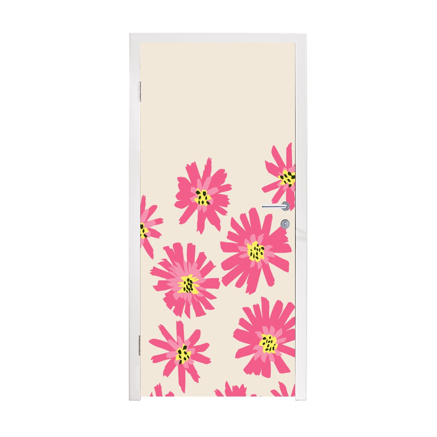 MuchoWow Türtapete Blumen - Muster - Minimalismus, Matt, bedruckt, (1 St), Fototapete für Tür, Türaufkleber, 75x205 cm