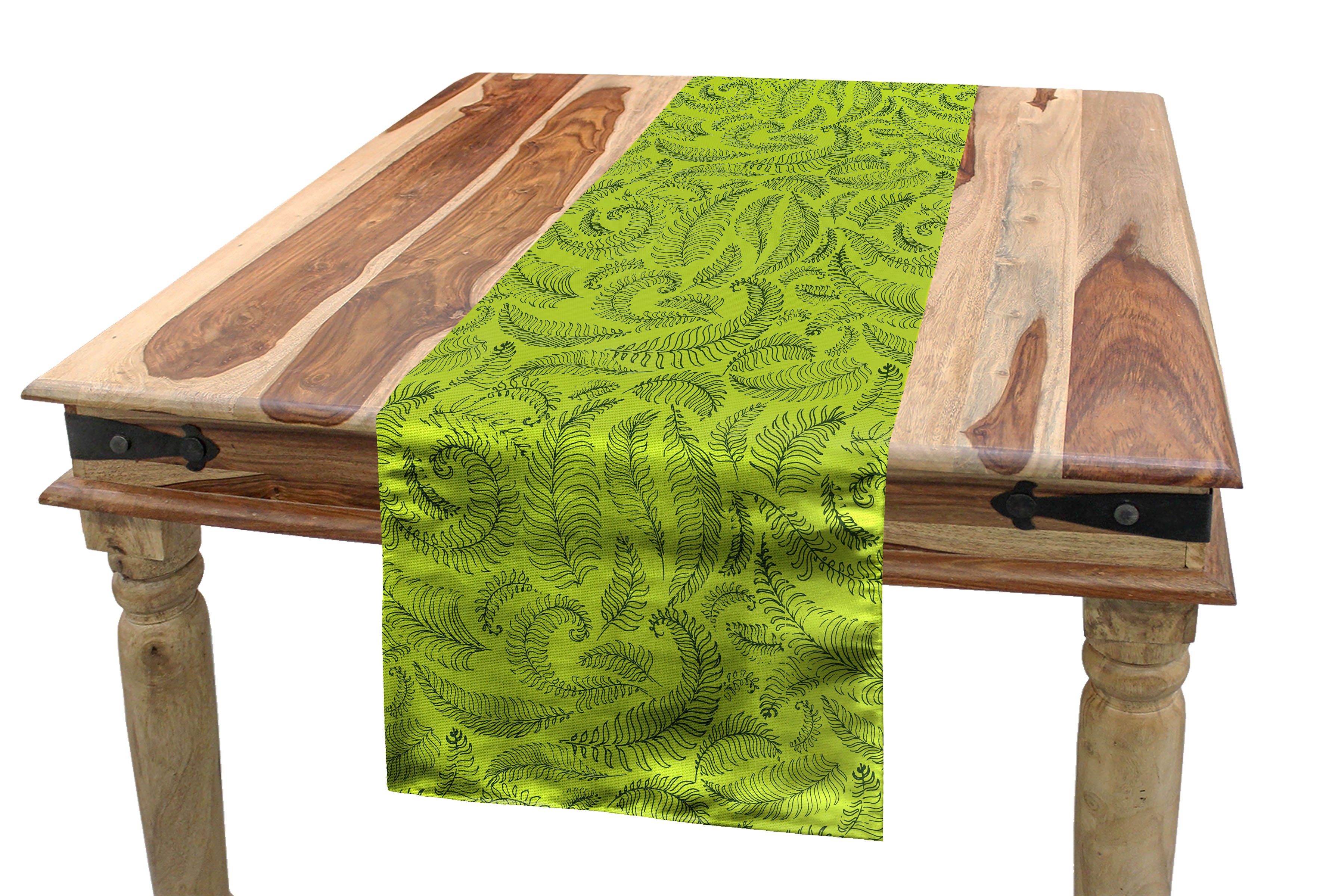 Rechteckiger Tischläufer, Blätter Abakuhaus Esszimmer Tischläufer Lime-Grün auf Küche Botanische Zurück Dekorativer