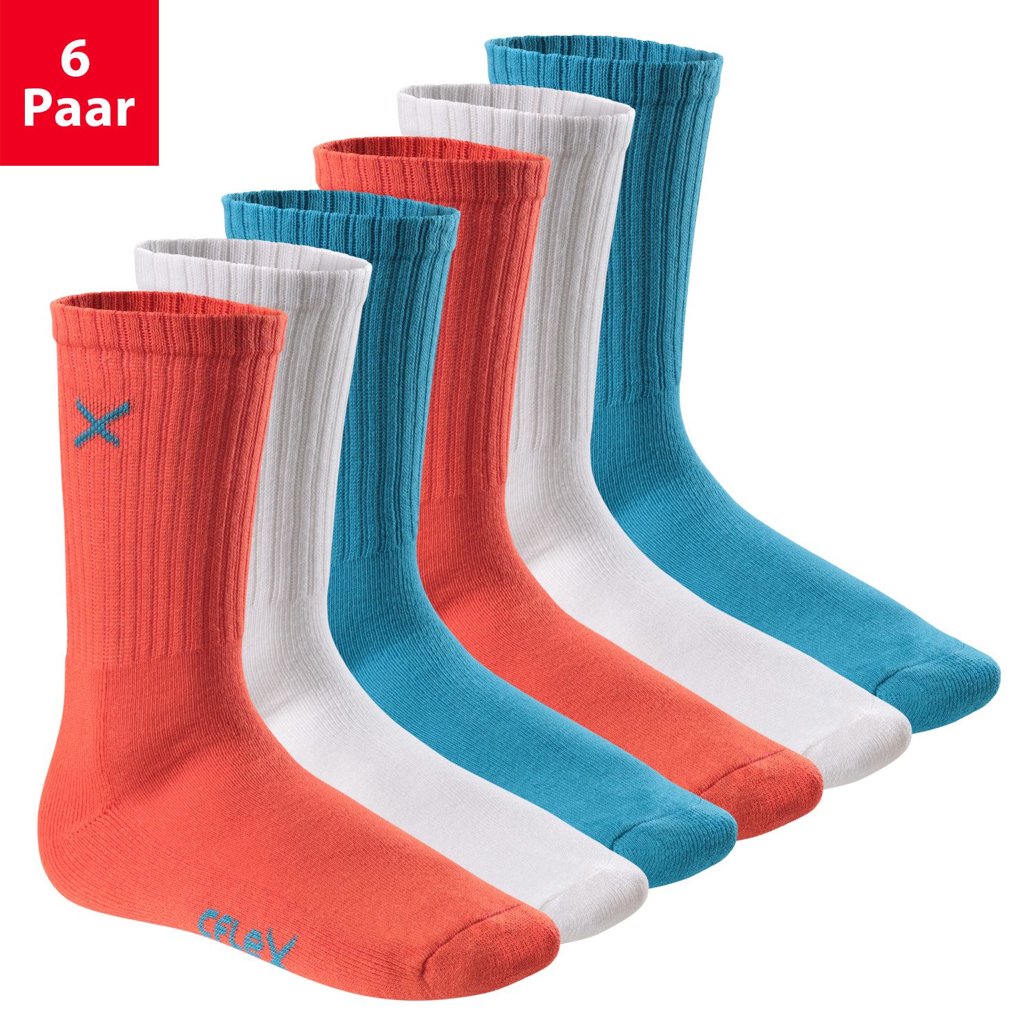 CFLEX Sportsocken Lifestyle Crew Socks (6 Paar) für Damen & Herren - Frotteesohle