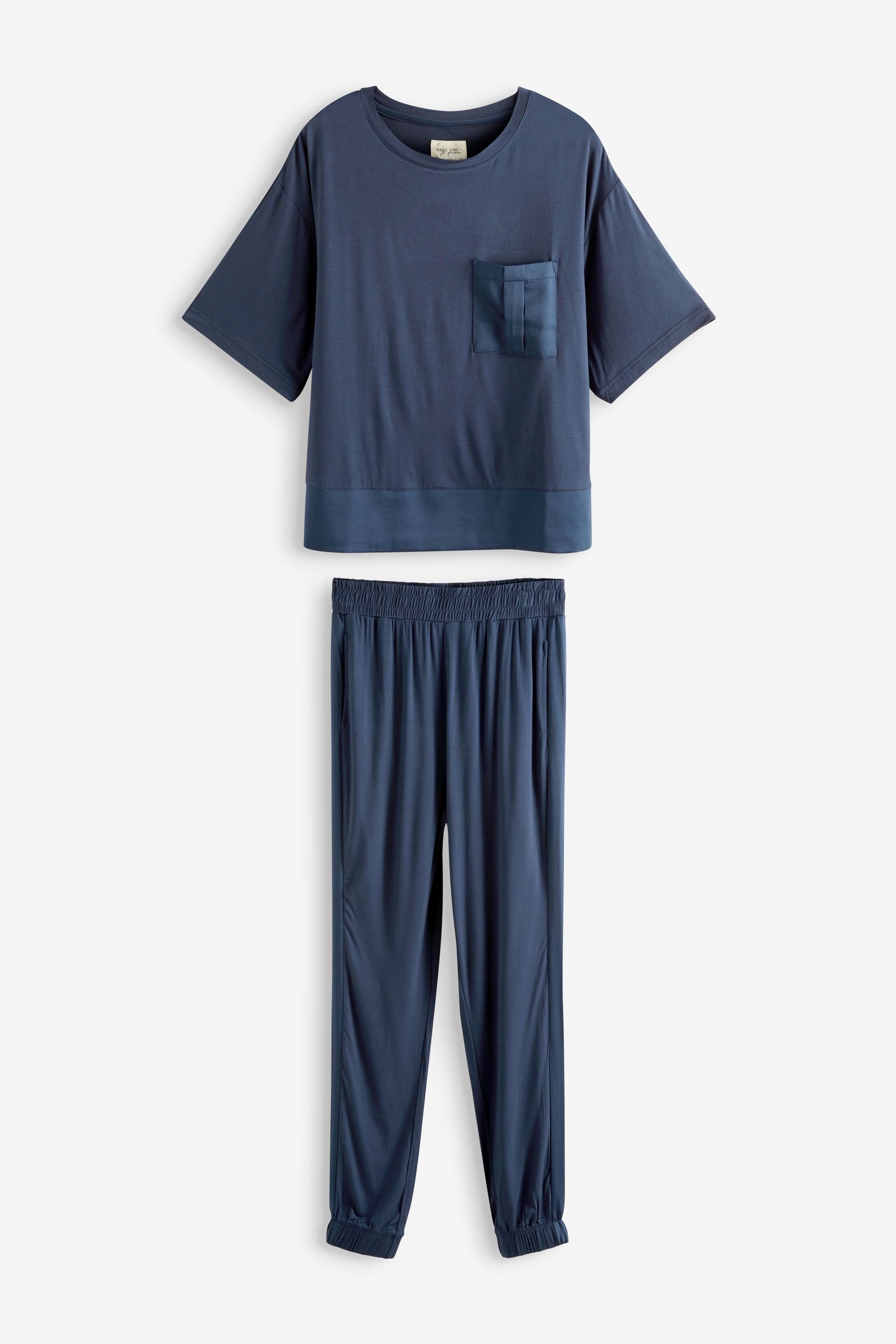 Next Pyjama Pyjama mit tlg) Satinbesatz (2