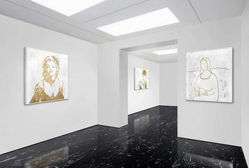 YS-Art Gemälde Monroe, Menschen, Marilyn Monroe auf Leinwand Bild Handgemalt Abstrakt Gold mit Rahmen