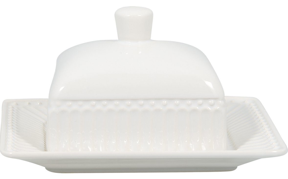 Greengate Butterdose Alice Butterdose small white 14 x 12 cm, Steinzeug