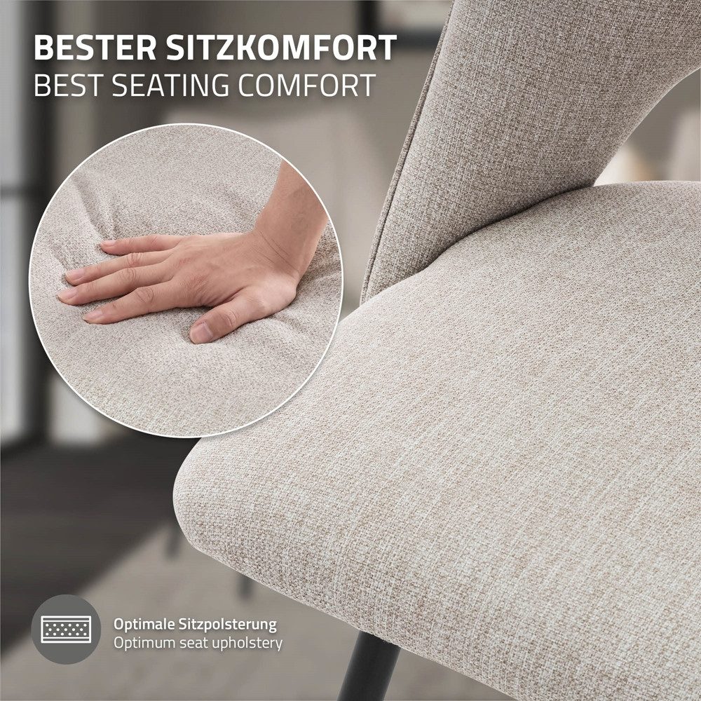 ML-DESIGN Stuhl Esszimmerstühle mit Rückenlehne moderne Design Lounge Küchenstühle (4 St), Polsterstuhl Esstischstühle 4er Set Clubsessel Polyester bis 120kg – Bild 4 von 5