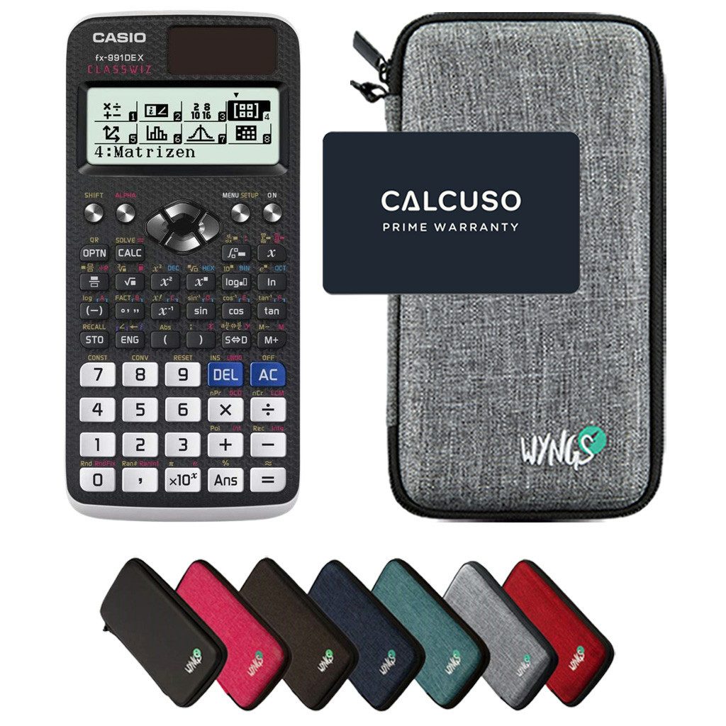 CASIO Taschenrechner fx-991DE X ClassWiz inkl. WYNGS Schutztasche Hellgrau