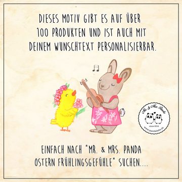Mr. & Mrs. Panda Tablett Ostern Frühlingsgefühle - Blumig - Geschenk, Dekotablett, Osterküken, Echtholz lasiert, (1-tlg), Anti-Rutsch Pads