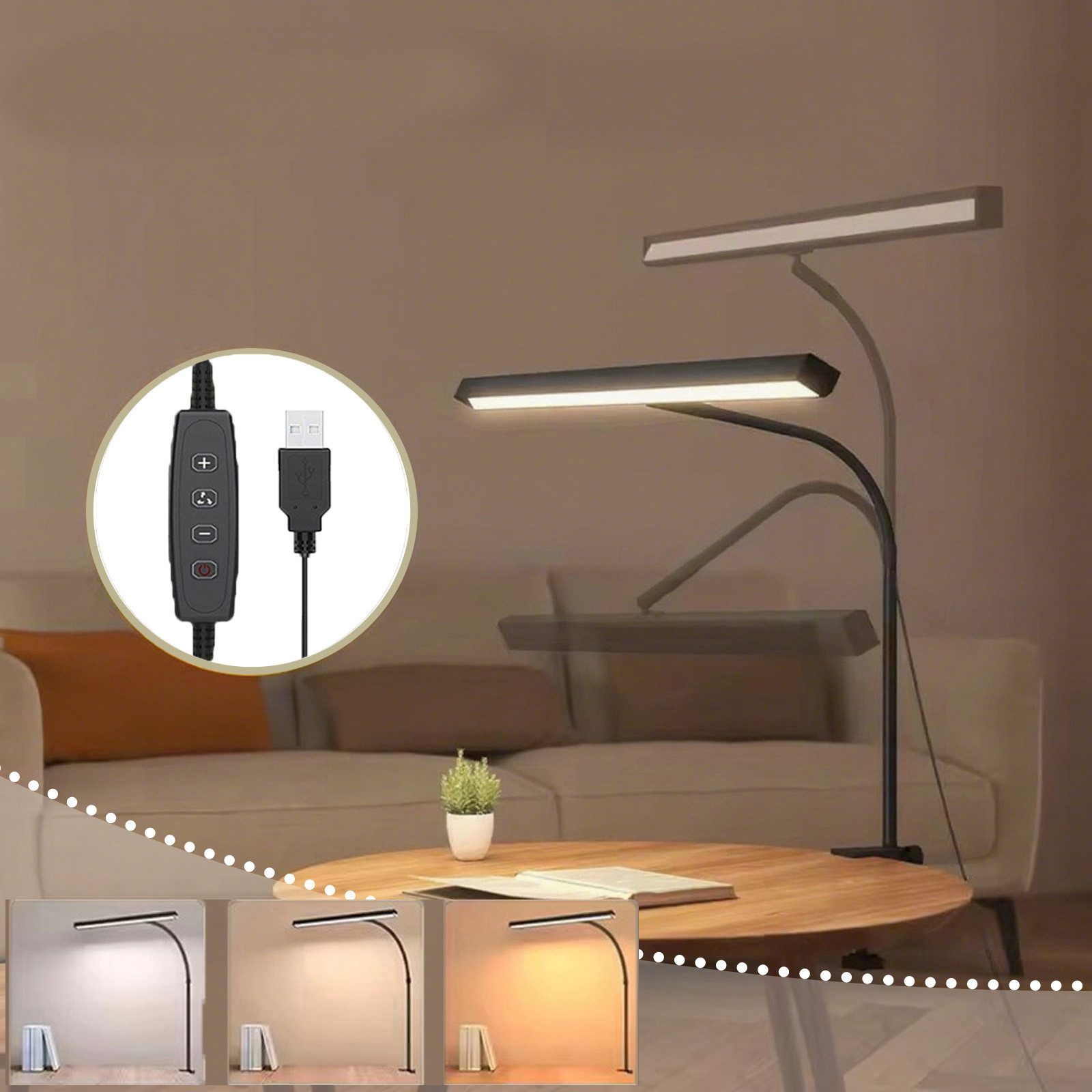 MUPOO LED Tischleuchte Schreibtischlampe USB 40cm günstig online kaufen