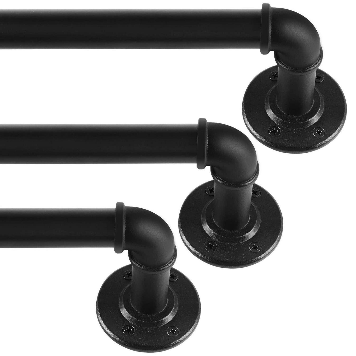 LuxusKollektion Gardinenstange Gardinenstange ausziehbar Metall schwarz 67-122cm, Metall