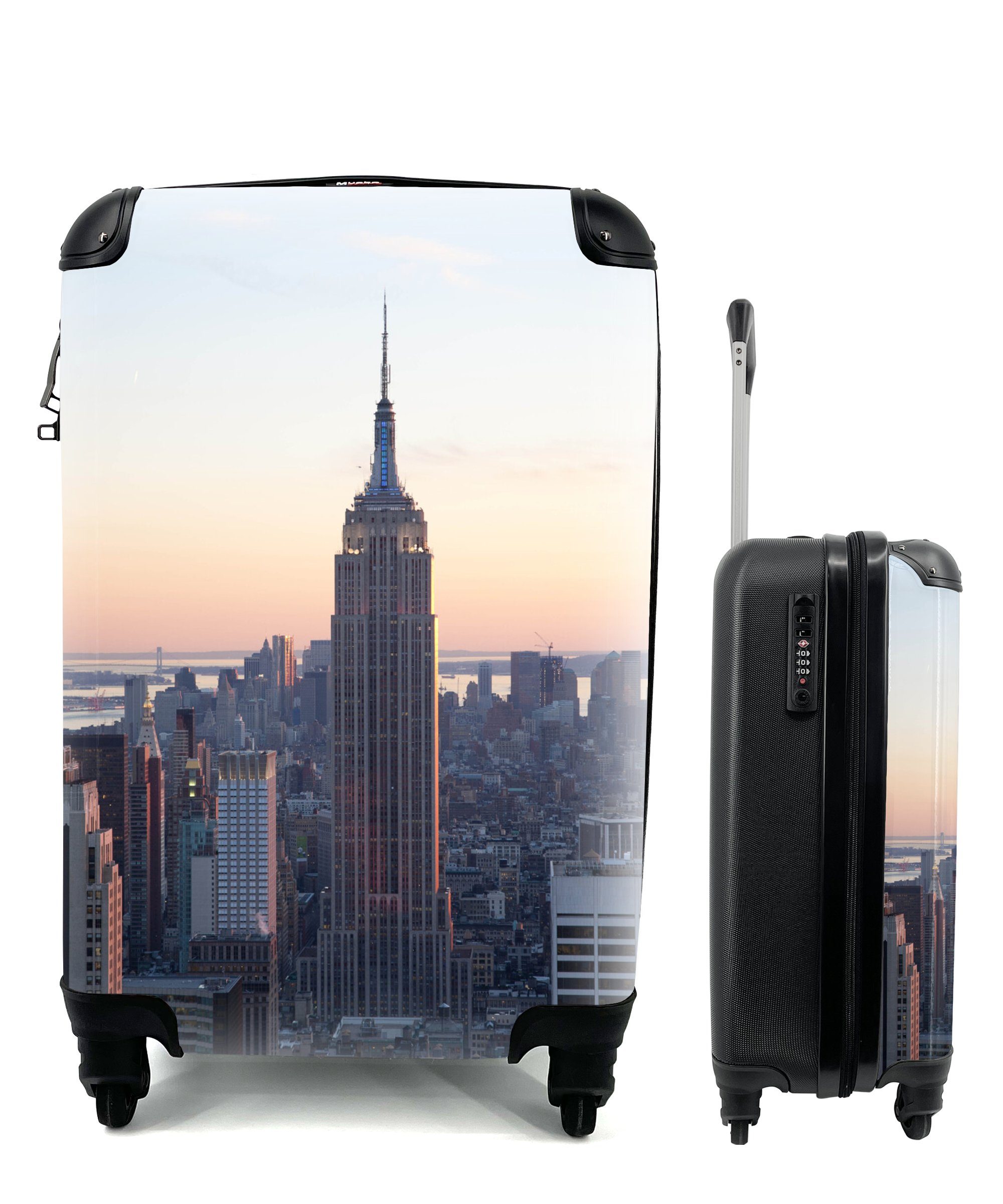 MuchoWow Handgepäckkoffer USA - New York - Gebäude, 4 Rollen, Reisetasche mit rollen, Handgepäck für Ferien, Trolley, Reisekoffer