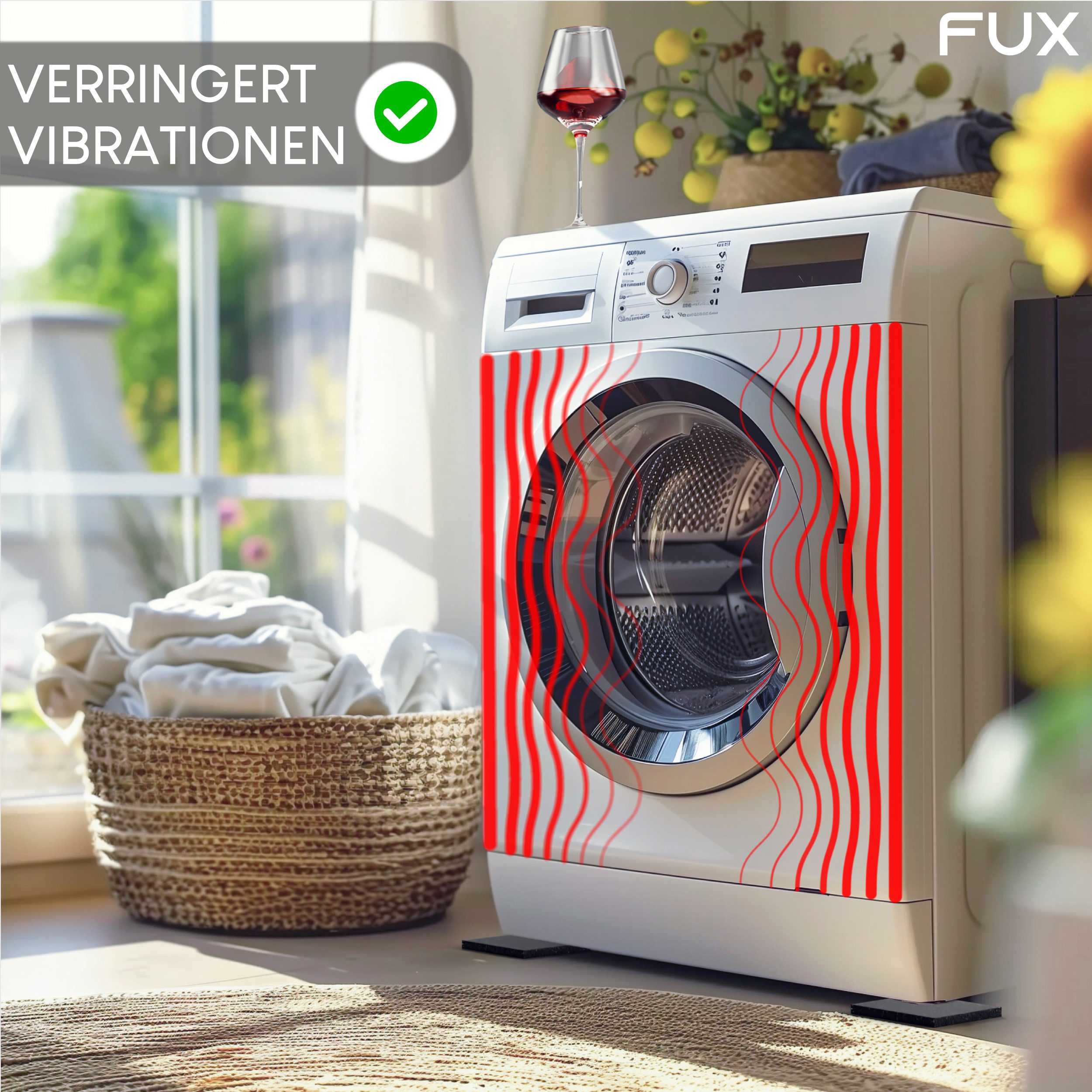 FUX Vibrationsdämpfer Schwingungsdämpfer für Waschmaschine oder Trockner, (Anti-Rutsch Unterlage, 4-St., 4 Stk), Anti-Rutsch, Anti-Vibration – Bild 2 von 5
