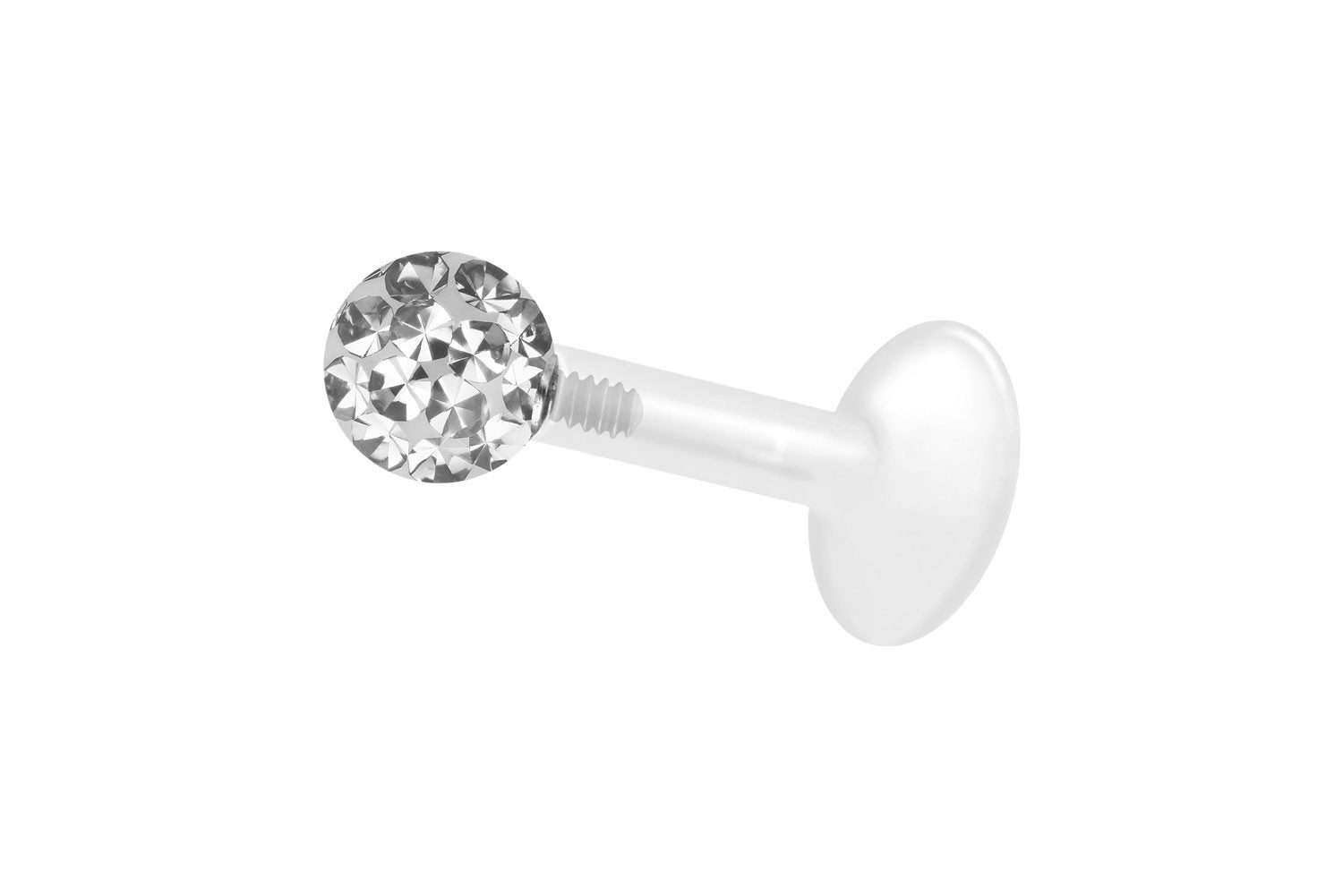 Piercing-Set PTFE Labret mit Innengewinde + Titan-Aufsatz EPOXY-KUGEL