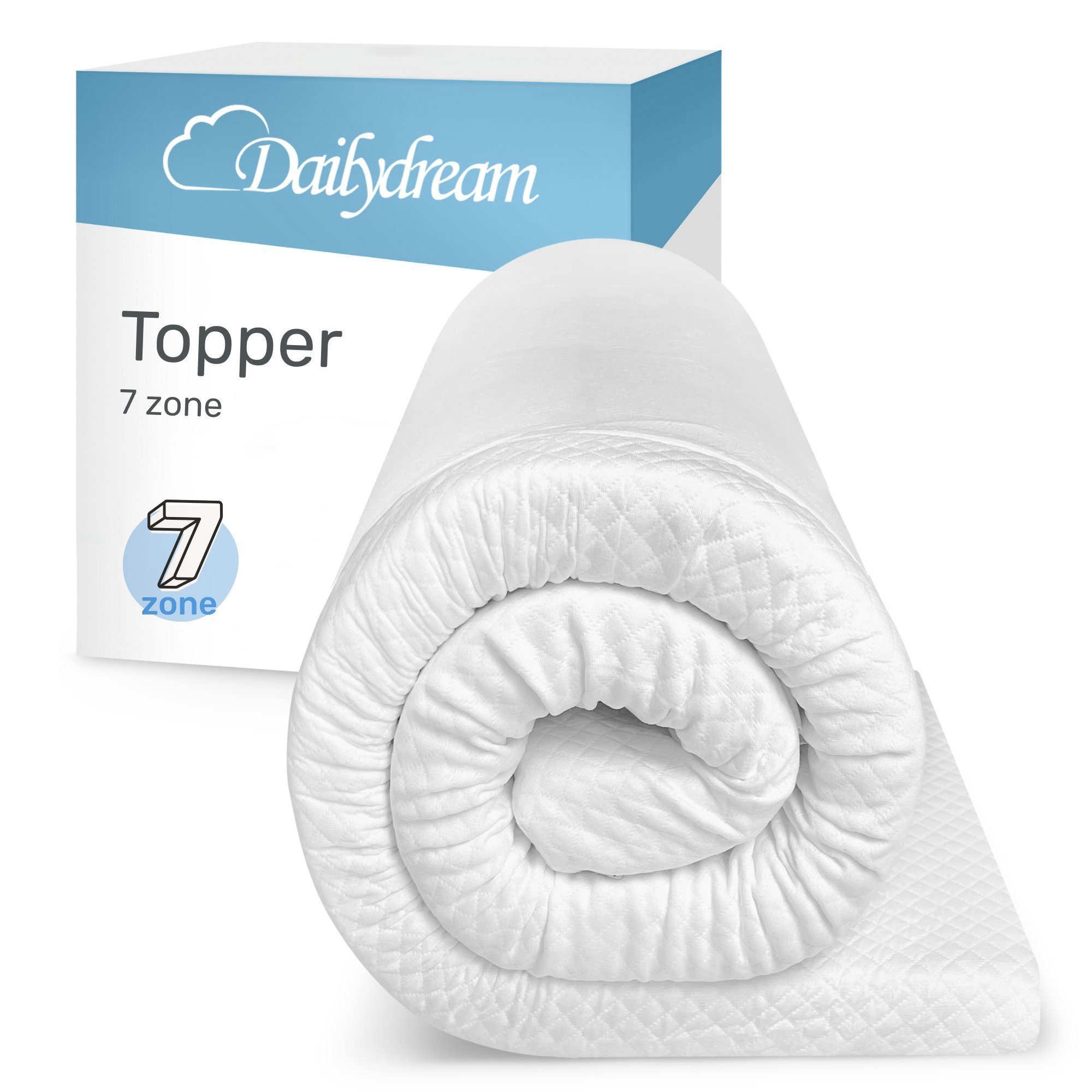 Topper Model "7 Zone" aus Komfortschaum und 7 Liegezonen von, Dailydream, 5 cm hoch, mit 7-Zonen Kern schafft die ideale Schlafposition