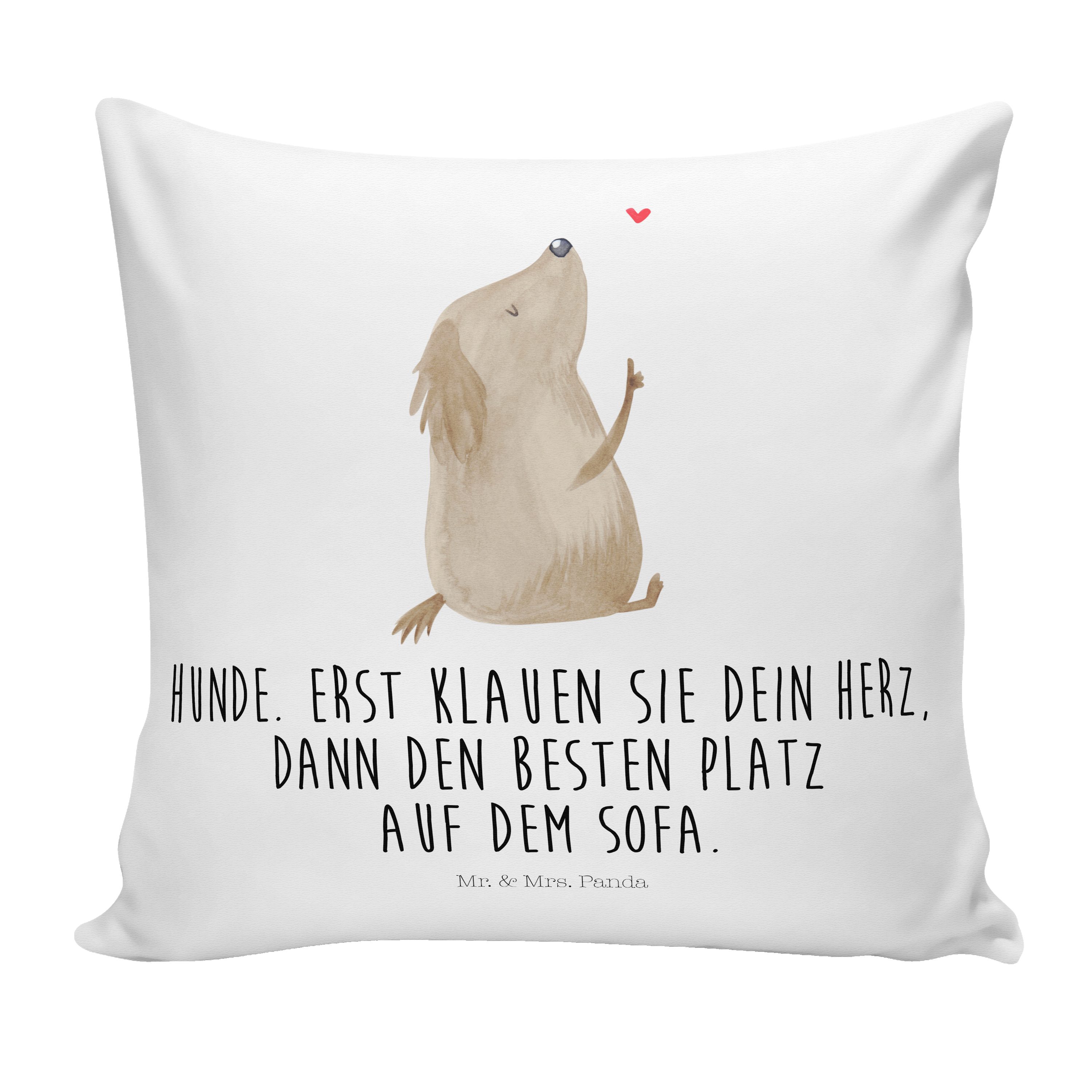 Mr. & Mrs. Liebe - Panda Geschenk, Motivkissen Herz, Hundeliebe, Hund - Weiß Dekokissen Haustier