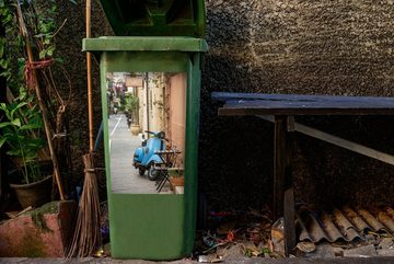 MuchoWow Wandsticker Motorroller - Kreta - Griechenland (1 St), Mülleimer-aufkleber, Mülltonne, Sticker, Container, Abfalbehälter
