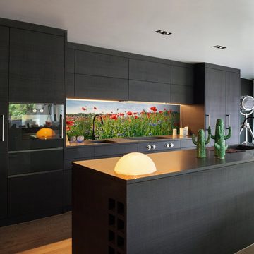 wandmotiv24 Küchenrückwand Blumenwiese, (1-tlg), Premium Hartschaum Nischenrückwand in versch. Größen