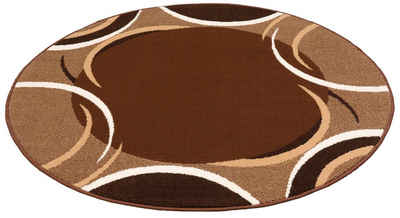 Teppich Noah, my home, rund, Höhe: 7 mm, mit Bordüre, Kurzflor, verspieltes Design, pflegeleicht, elegant