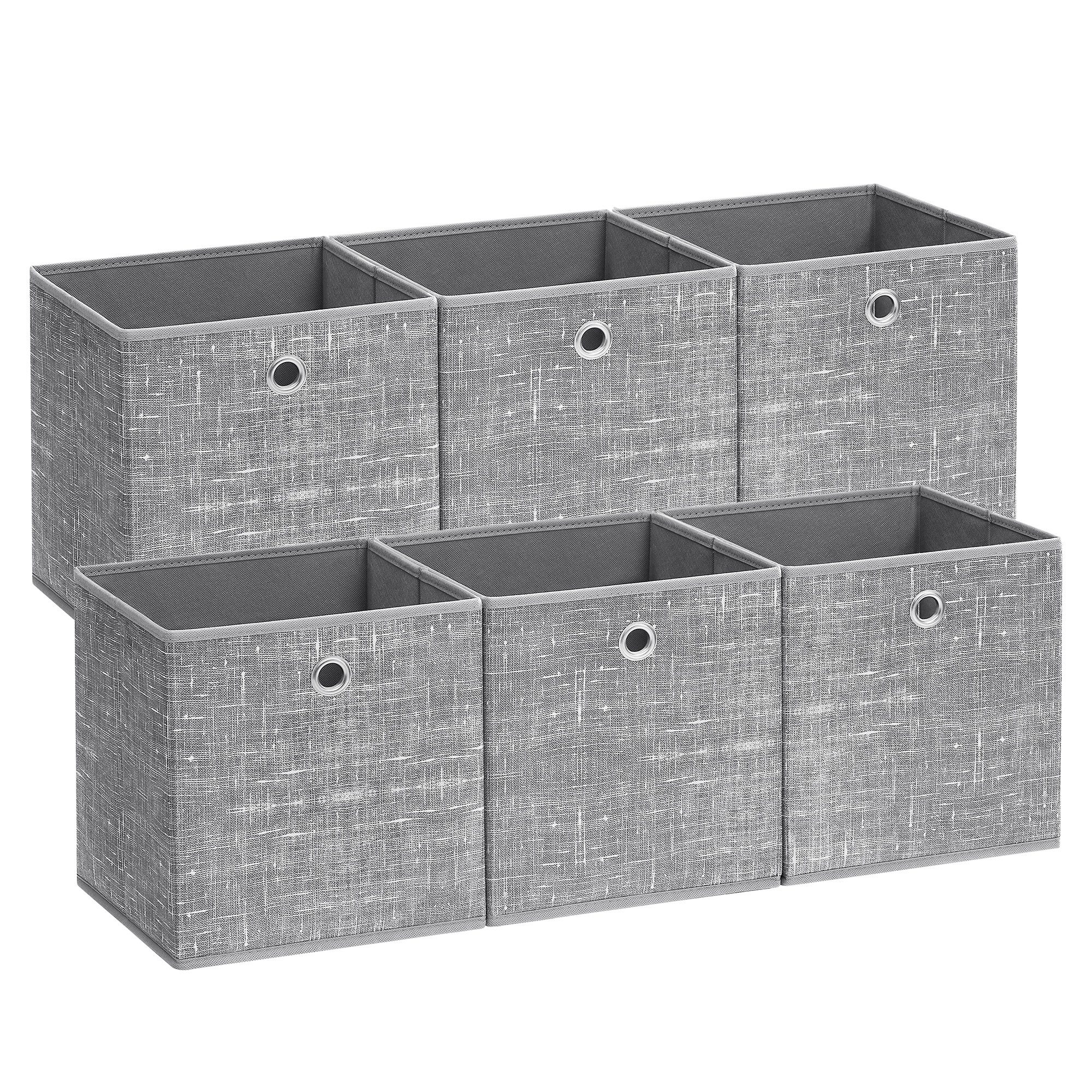 SONGMICS Aufbewahrungsbox Aufbewahrungsboxen, stoff, Ordnungsboxen, Organizer (Aufbewahrung, Organizer, für Würfelregal, mit Griff), 6er Set, Faltbox, 33x33x33 cm