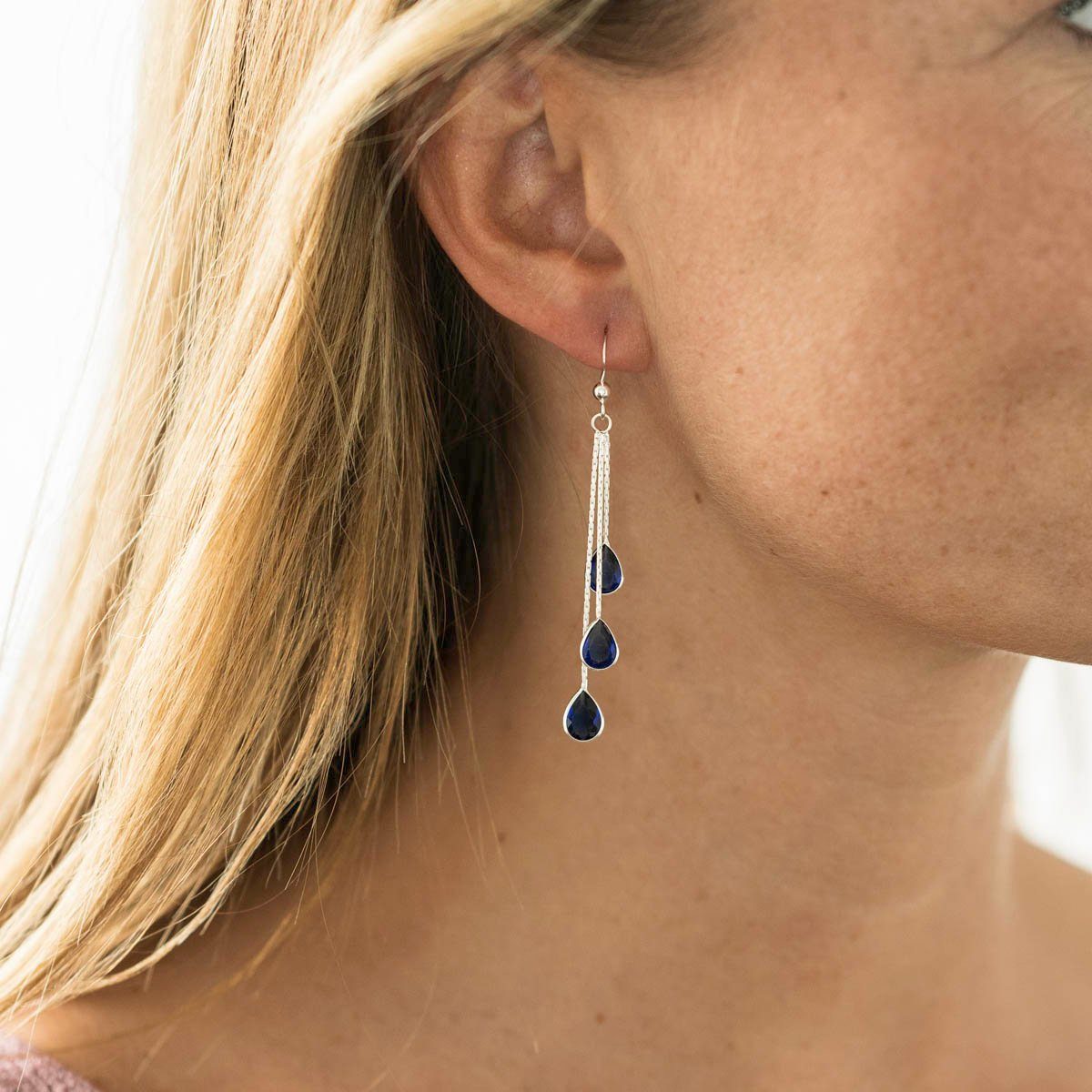 Materia Paar Ohrhänger Damen Tropfen Ohrhänger Zirkonia Blau SO-277, 925 St günstig online kaufen