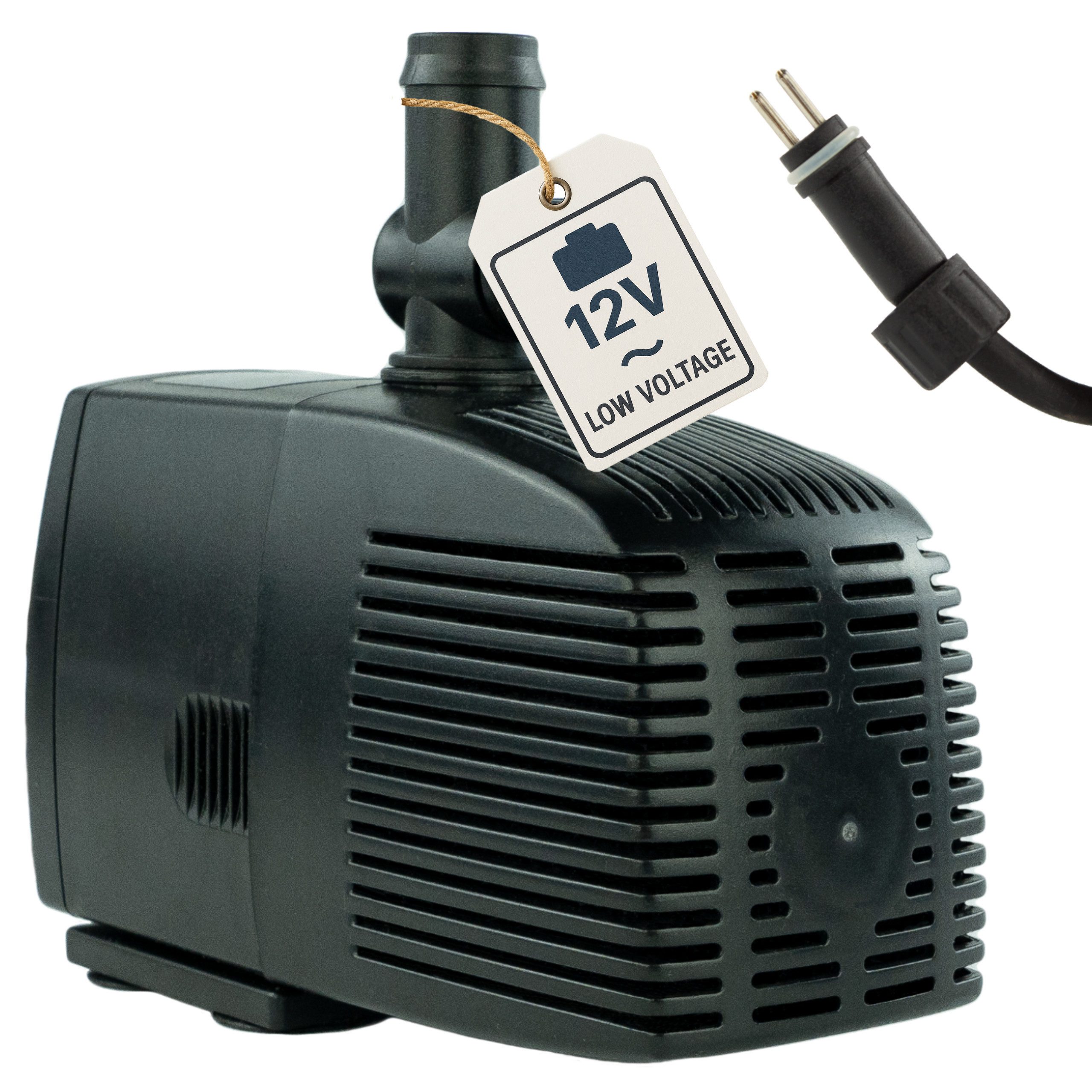 KERRY Teichpumpe 12 V AC – 1500 L/H, 25 Watt, 5m Kabel, 2,5m Förderhöhe, Teichpumpe