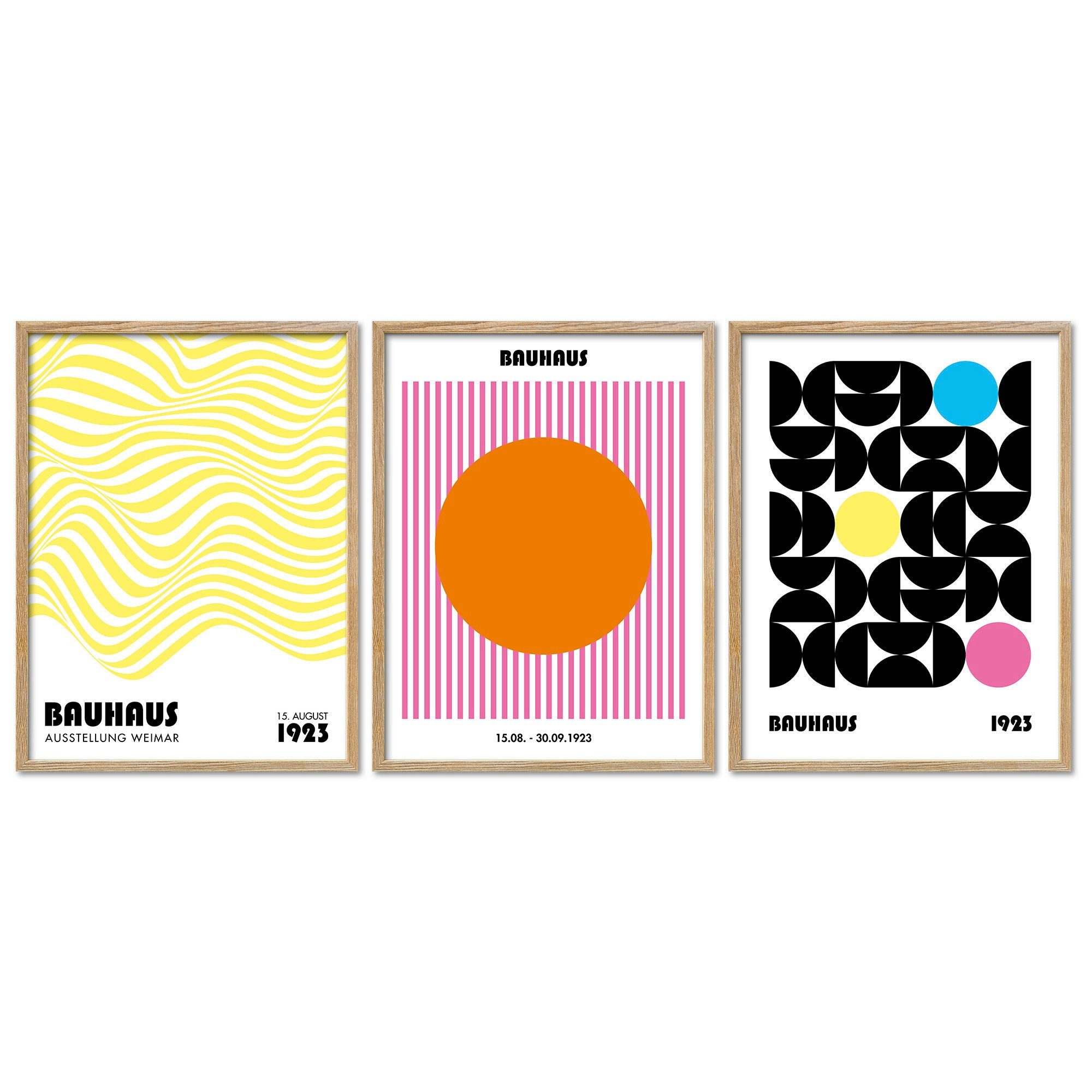 ARTFAVES Bilder-Collage Poster Set Bauhaus Geometrie 3 I mehrteilige Bilderwand I Wandbilder B, (Wandbilder modern, 3 St)