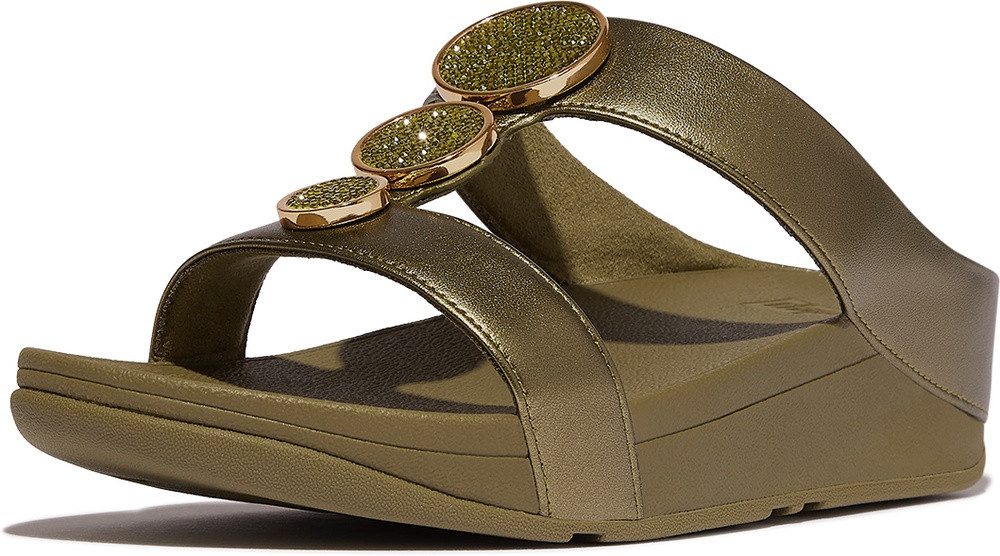 Fitflop Halo Bead-Circle Metallic H-Bar Slides Sandale