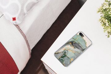 MuchoWow Handyhülle Gold - Marmor - Grün - Luxus - Glitzer - Marmoroptik, Handyhülle Apple iPhone 8, Smartphone-Bumper, Print, Handy Schutzhülle