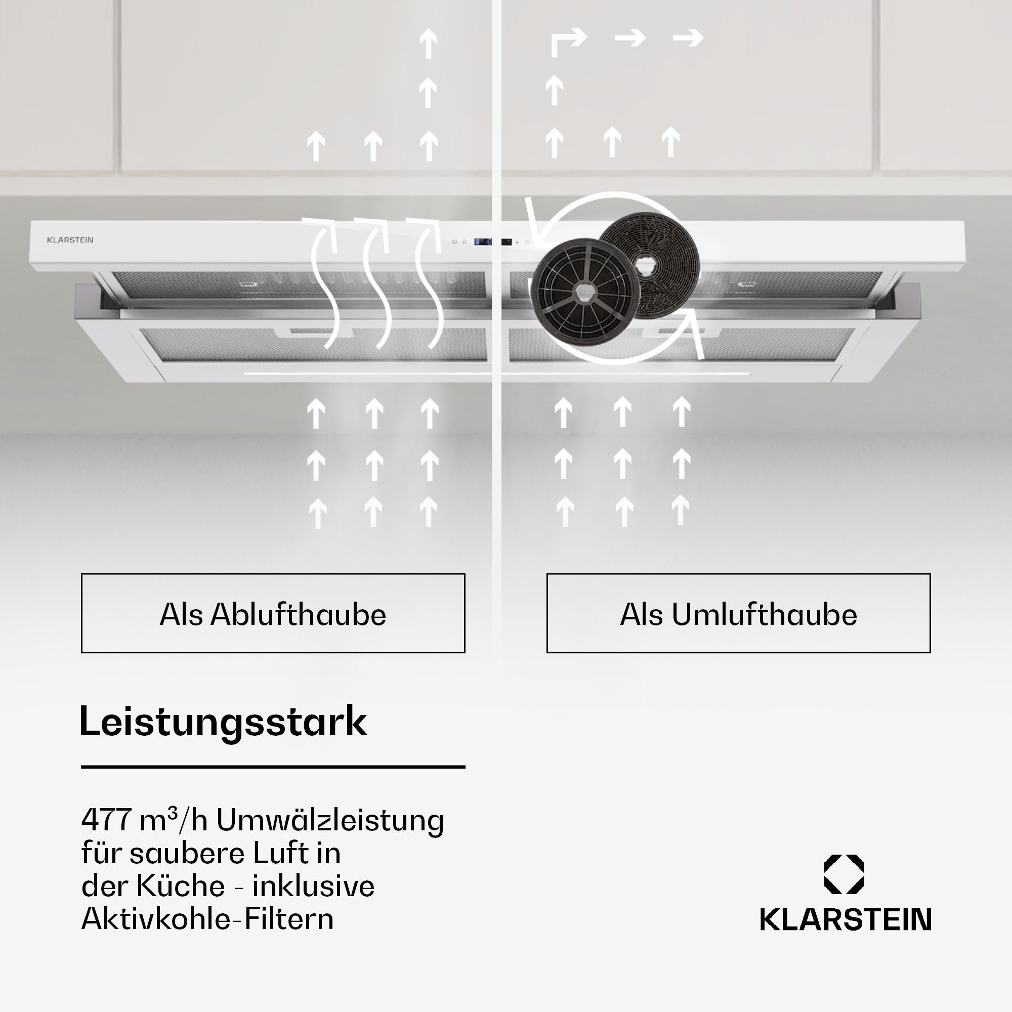 Klarstein Deckenhaube Mariana Neo 90 Dunstabzugshaube Abluft Umluft LCD Touch – Bild 2 von 5