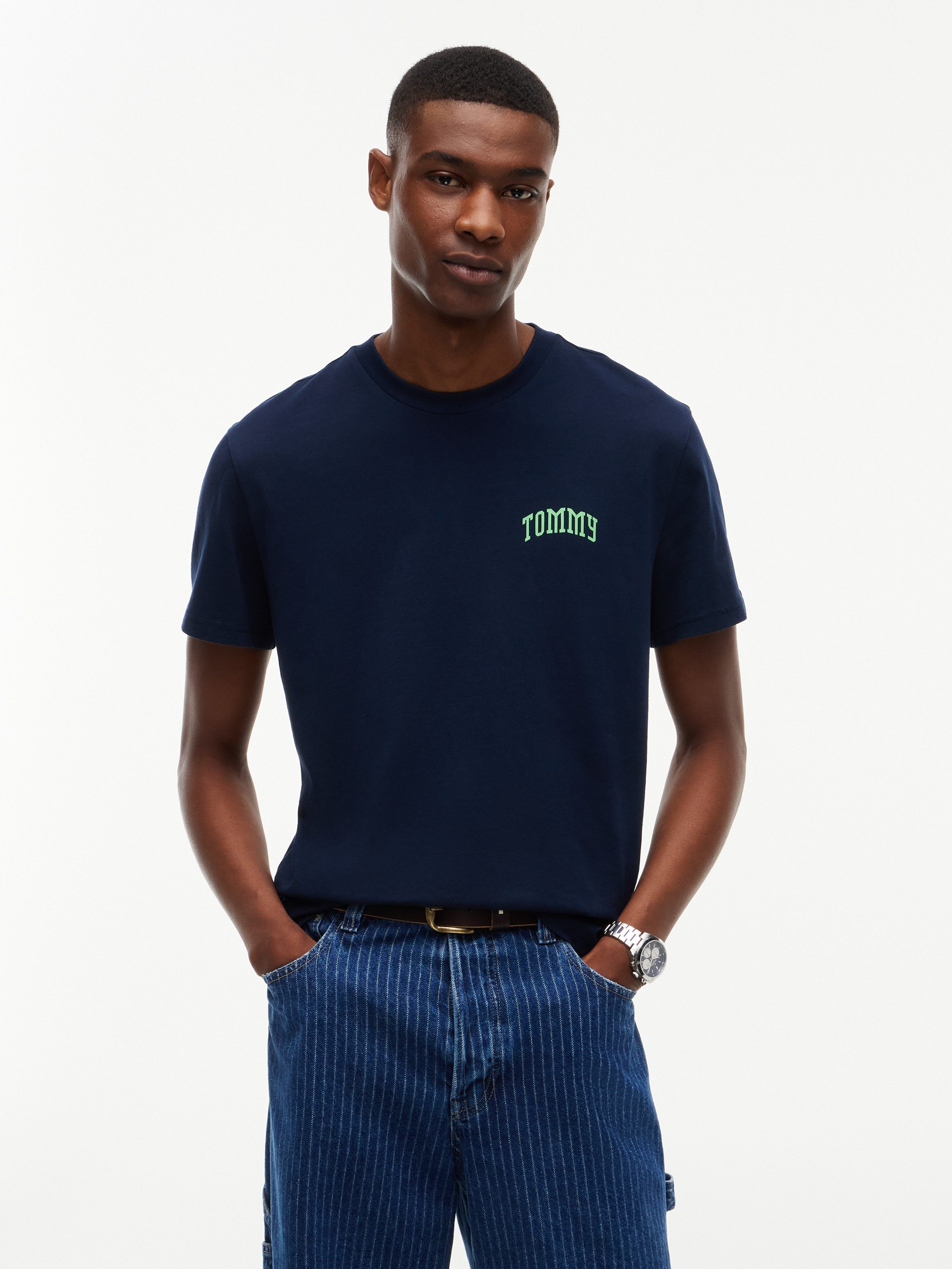 Tommy Jeans T-Shirt TJM SLIM FIT TOMMY Jersey, Rundhals, schmal geschnitten