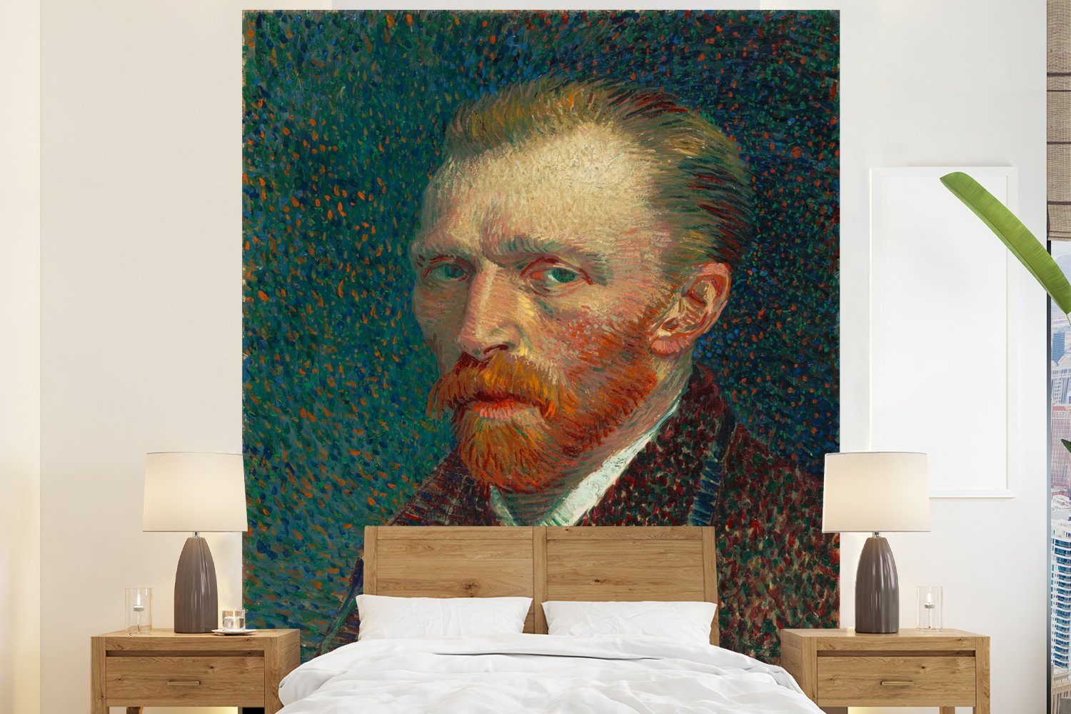Fototapete MuchoWow Matt, Schlafzimmer Gogh, bedruckt, Wohnzimmer - (3 für Vincent Küche, Vliestapete Fototapete Selbstporträt St), van