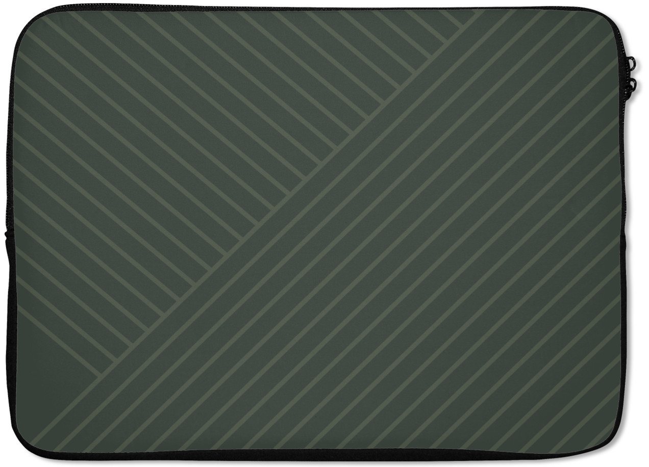 MuchoWow Laptop-Hülle Linien - Abstrakt - Grün - Minimalistisch 14 Zoll, Schutzhülle für Laptop, Schutz gegen Kratzern, Laptoptasche