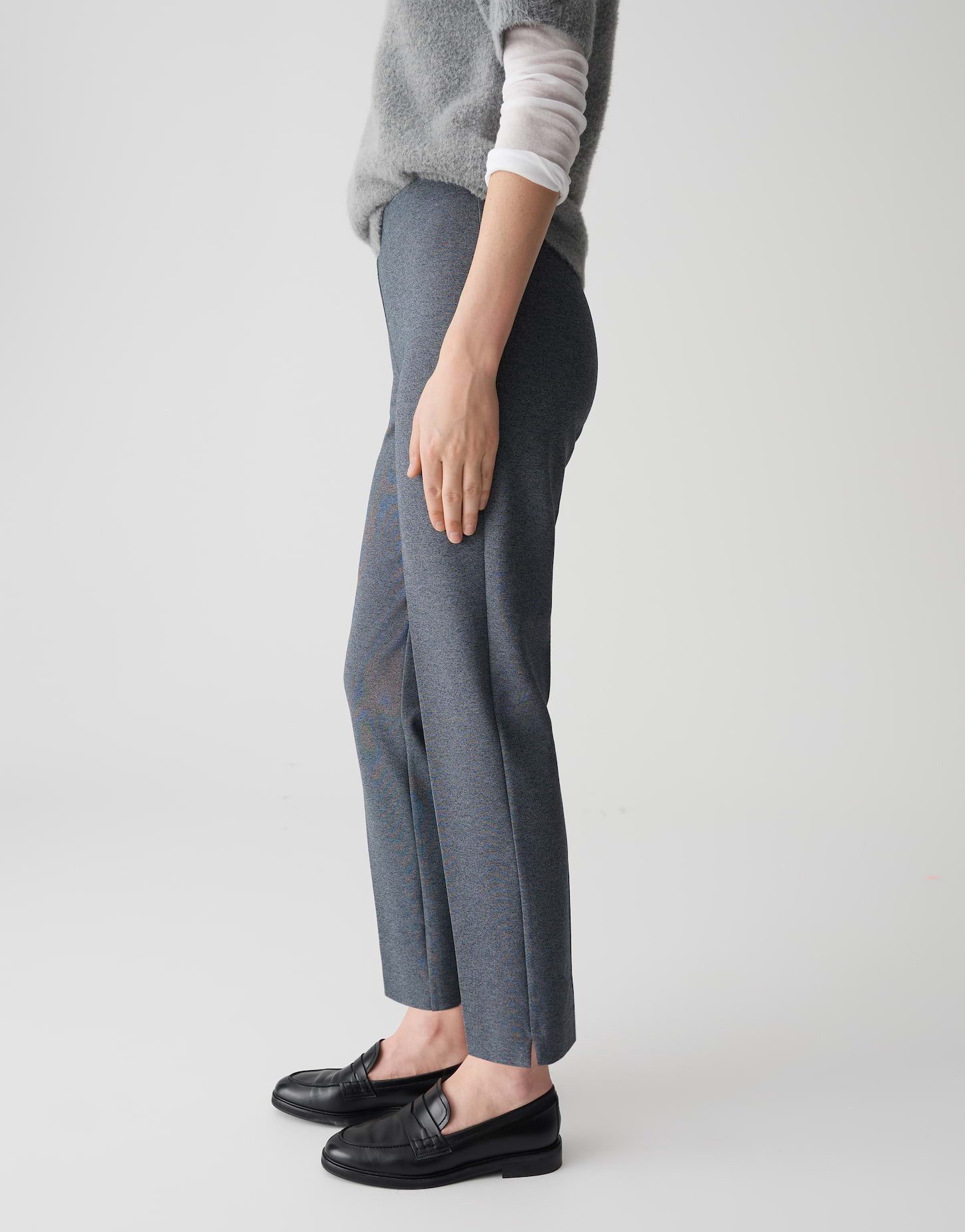 OPUS PANTS Schlupfhose ELLINA aus elastischem Viskose Mix Mid Rise, Ankle, dezente Tweedoptik