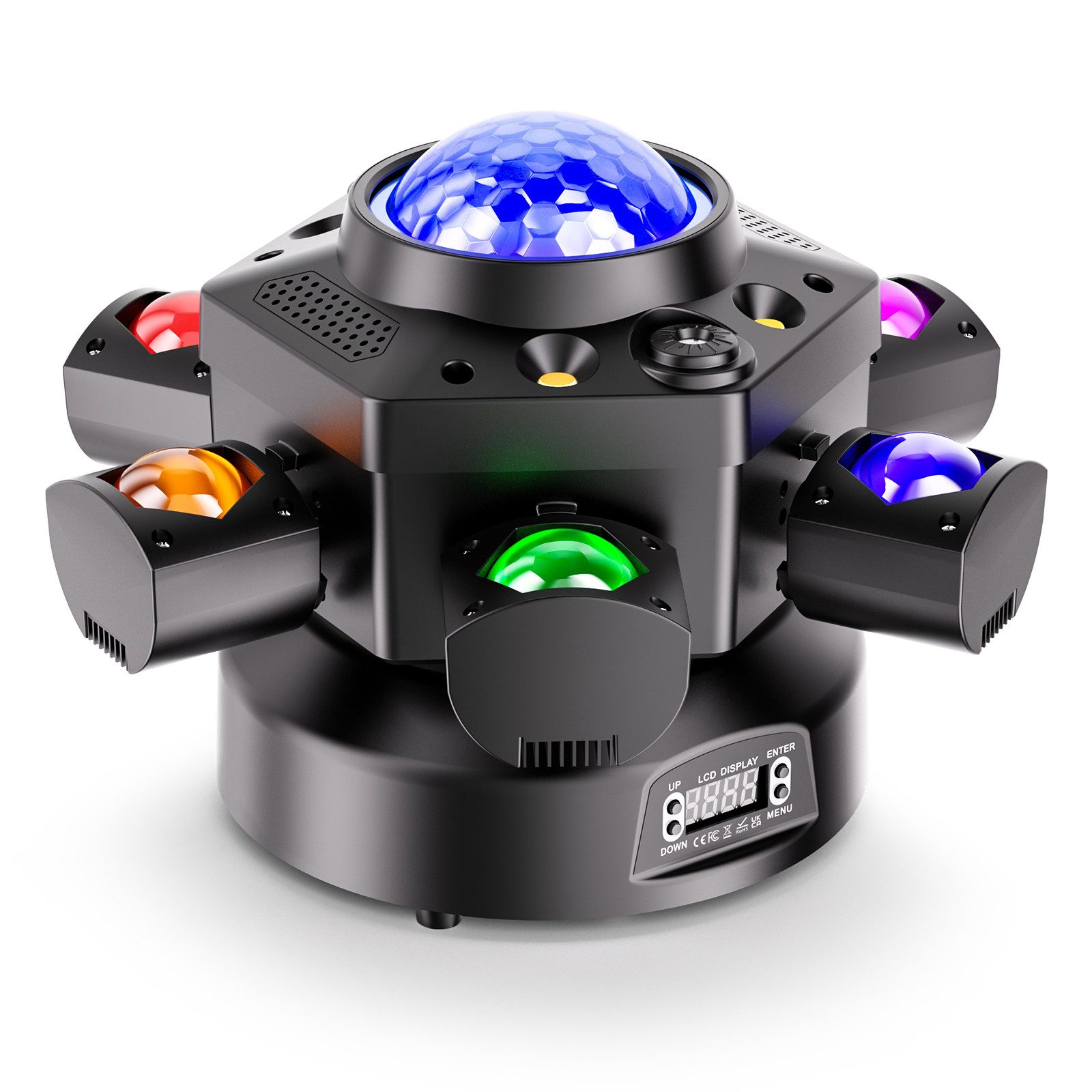 ZonQoonz Discolicht 150W 6-Arm Bühnenstrahllicht mit Sterneneffekt für DJ-Party-Hochzeit