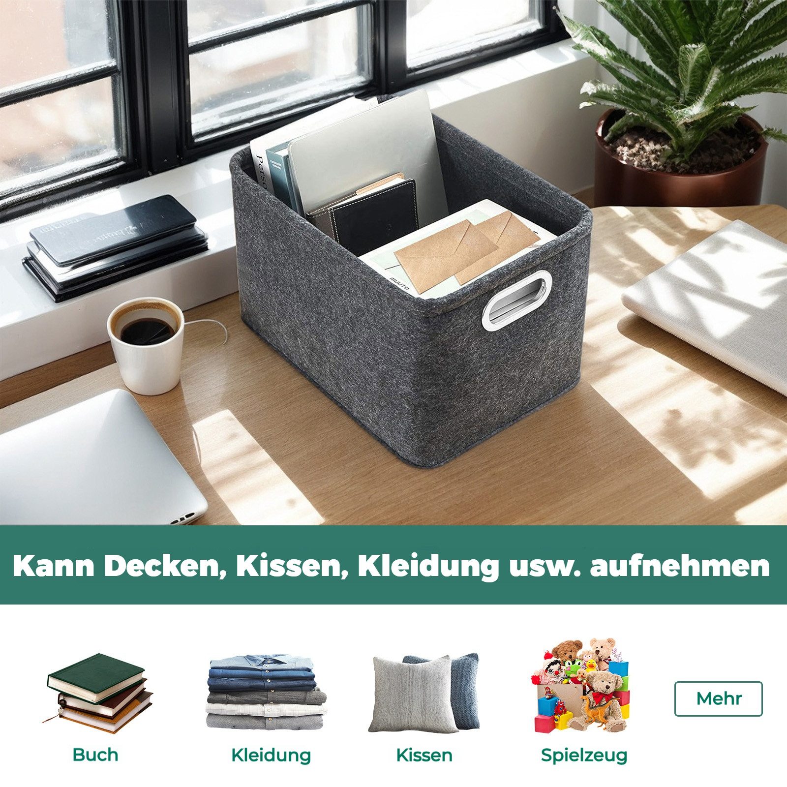 BlingBin Aufbewahrungskorb Filzkorb Aufbewahrung mit Griffen, günstig online kaufen