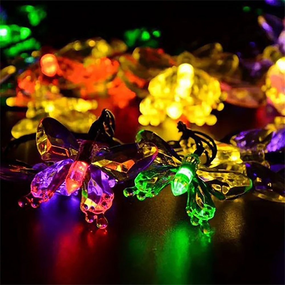 FELIXLEO Nachtlicht LED-Schmetterlings-Lichterkette Gartendekoration im Freien 1.5M