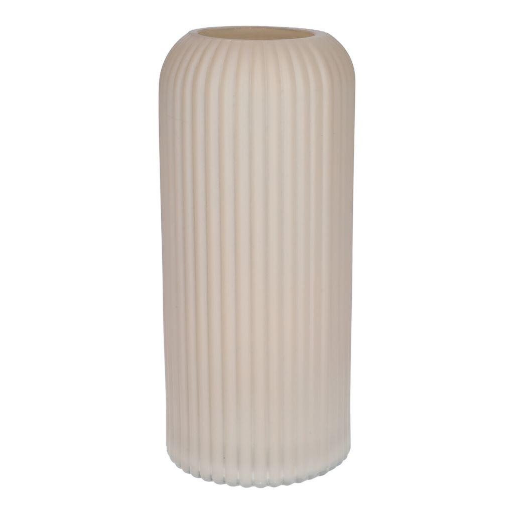 INNA-Glas Dekovase Dekovase ALBURGIS mit Rillen, Glas, Creme-matt, 25cm, Ø10cm