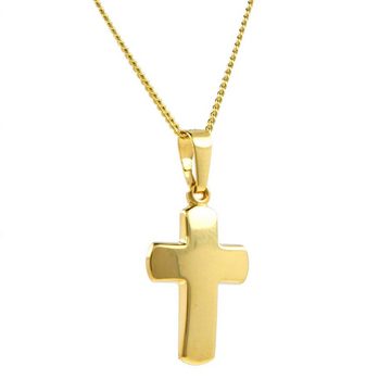 HOPLO Kreuzanhänger Anhänger Kreuz mit massiver Goldkette 1,1 mm 333-8 Karat Gold, Made in Germany