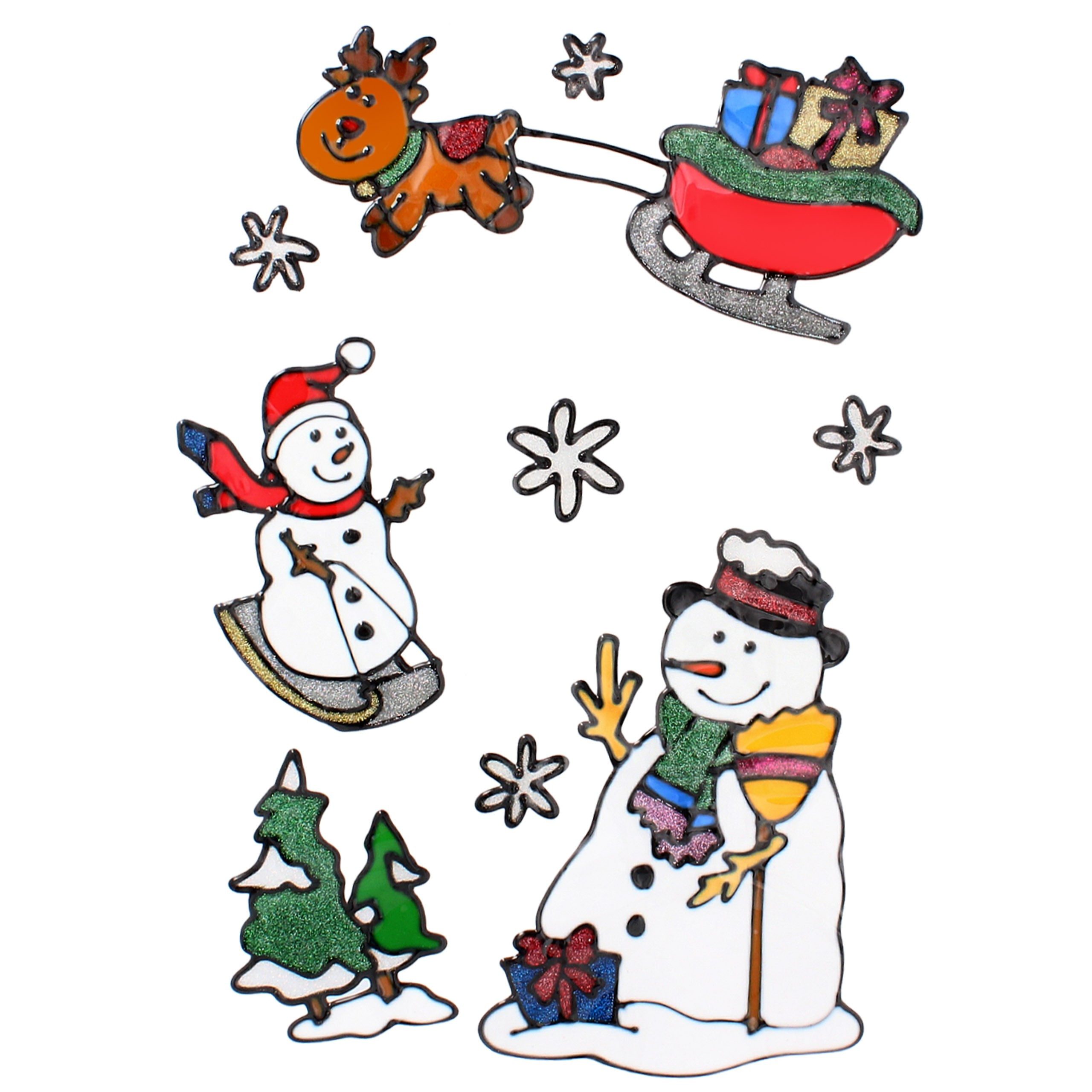 Thumbnail - Sarcia.eu Fenstersticker Weihnachts-Fensteraufkleber-Set, Schneemann 31x47 cm