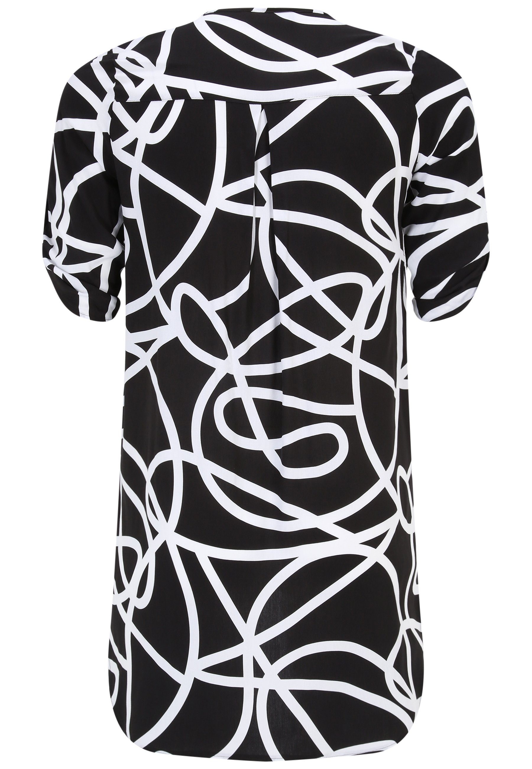 Viskose Doris mit Design aus mit Grafik-Print Longbluse Longbluse Streich modernem