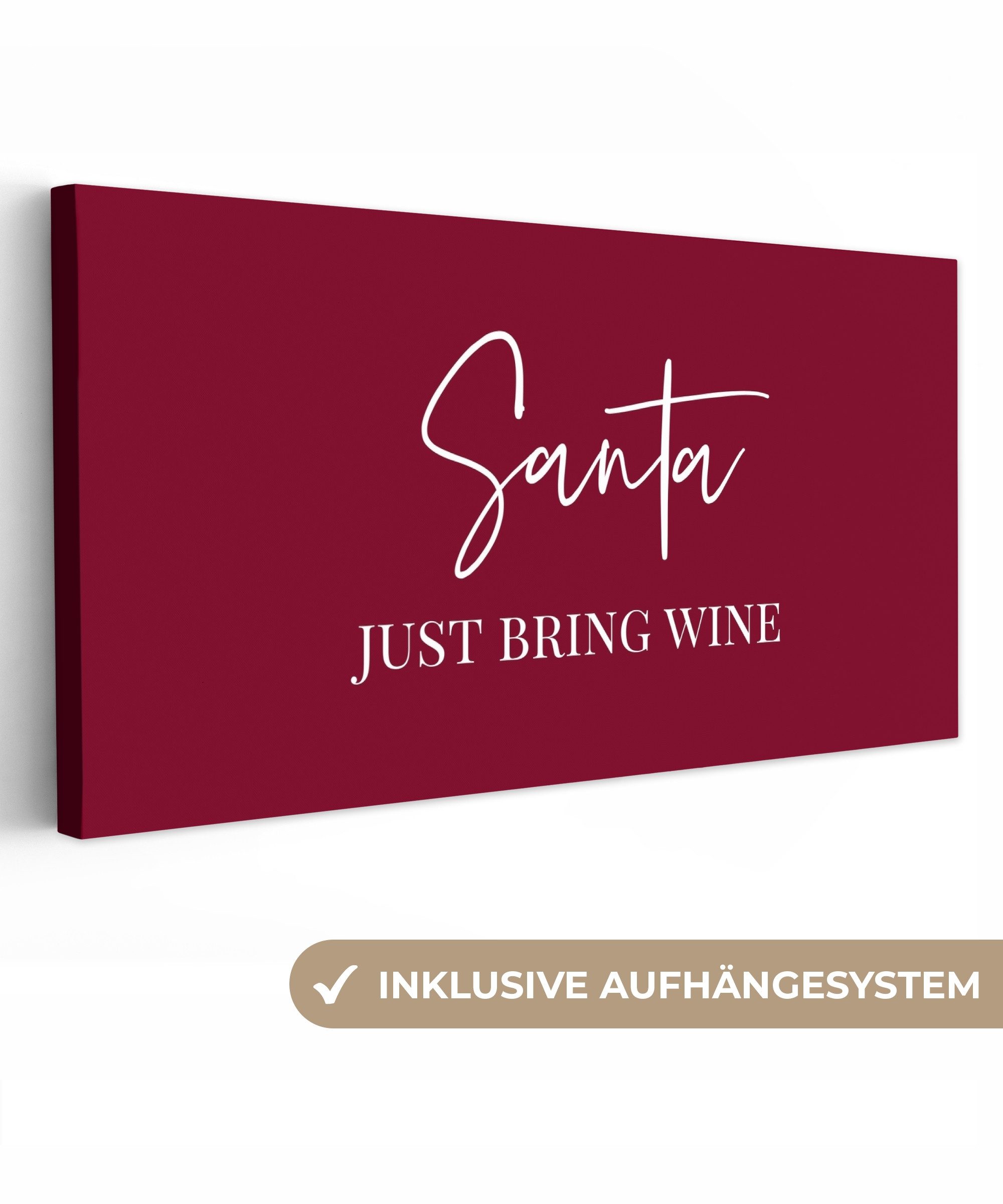 OneMillionCanvasses® Leinwandbild Panorama Weihnachtsmann - Wein - Rot - Weihnachten - Weihnachtsmann, Fotodruck (1 St), Leinwand Изображения für Wohnzimmer Schlafzimmer 60x30 cm